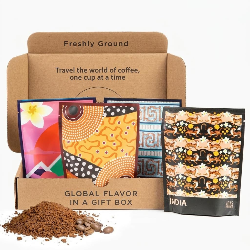 Atlas Coffee Club World Coffee Sampler Gift Set, Ground, 4-Pack