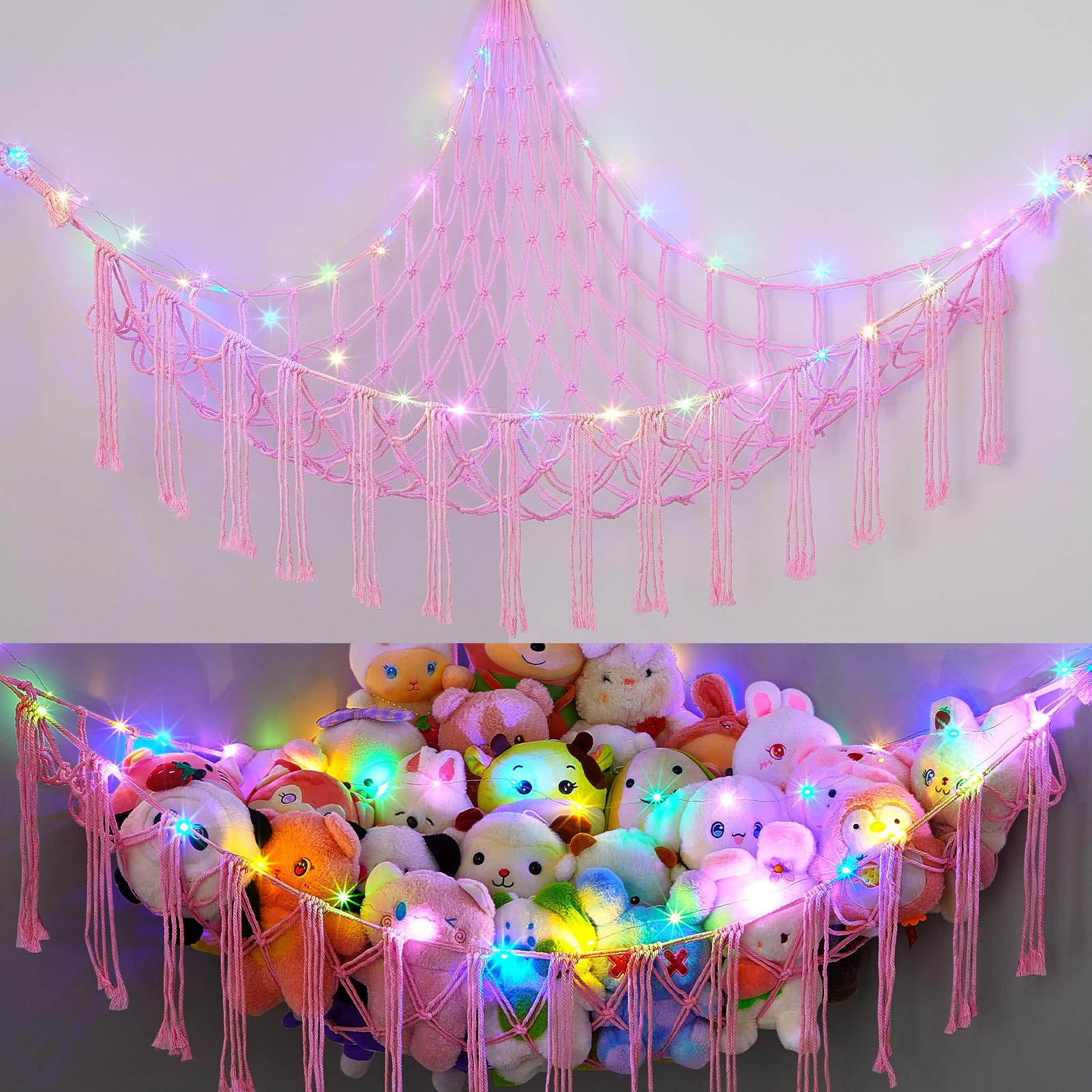 Basumee Stuffed Animal Corner Hammock with LED Lights — gift idea