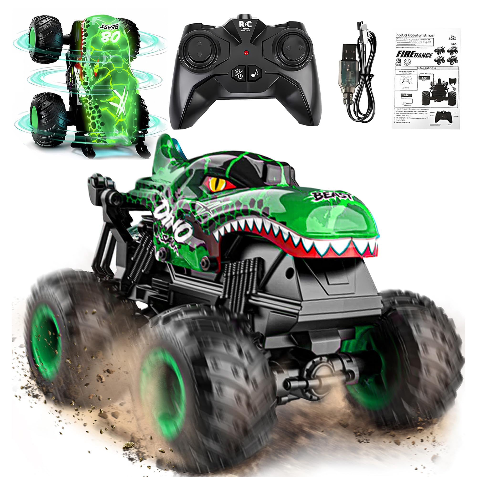 BEZGAR Monster Truck RC Car, 1:20 Scale, Lights & Music — funny gift