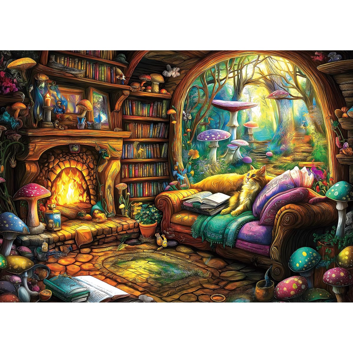 Blueforest 1000-Piece Jigsaw Puzzle, Fantasy Forest Cottage — gift idea