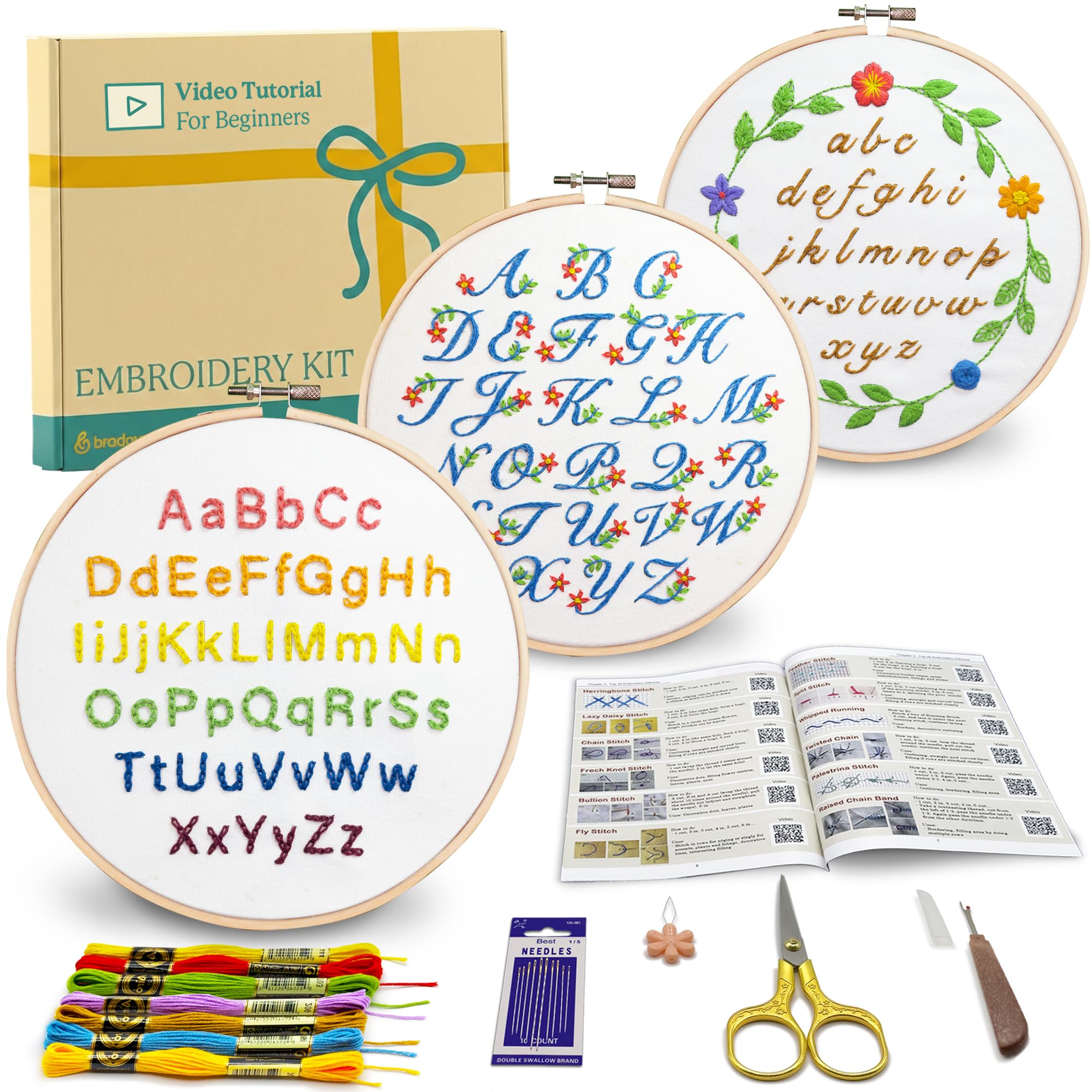 Bradove Alphabet Embroidery Kit for Beginners — original gift idea