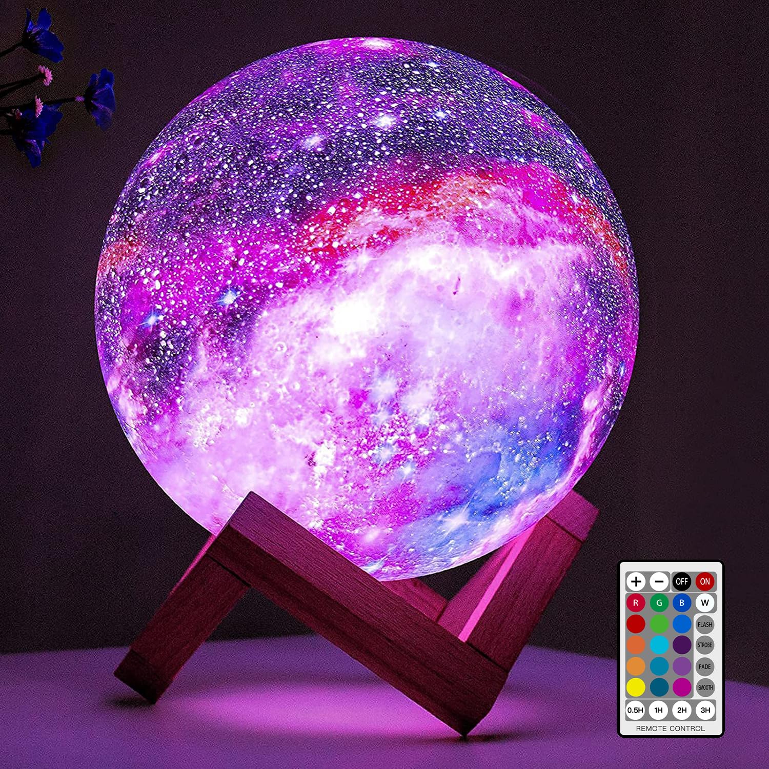 BRIGHTWORLD Moon Lamp Galaxy Lamp 5.9 inch 16 Colors LED 3D Moon Light — funny and quirky gift