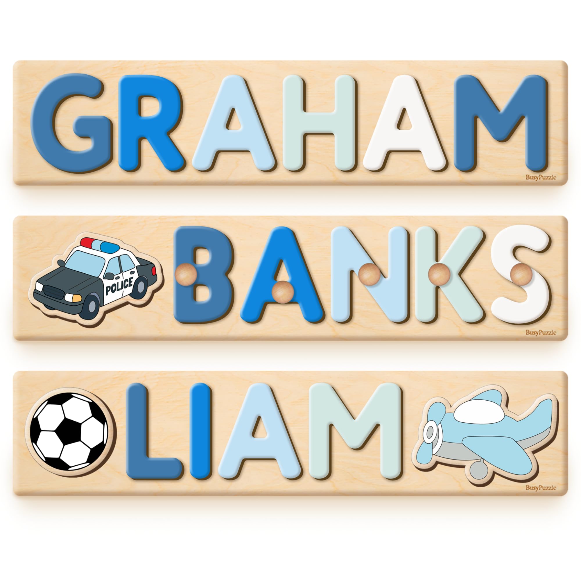 Busy Puzzle Personalized Wooden Name Puzzle for Toddlers — gift idea
