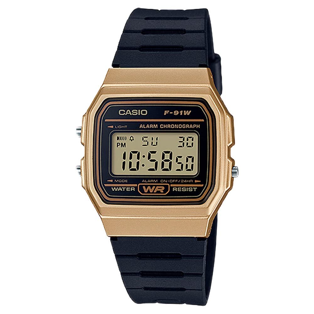 Casio Vintage F-91WM-9A Digital Watch, Black and Gold — funny gift