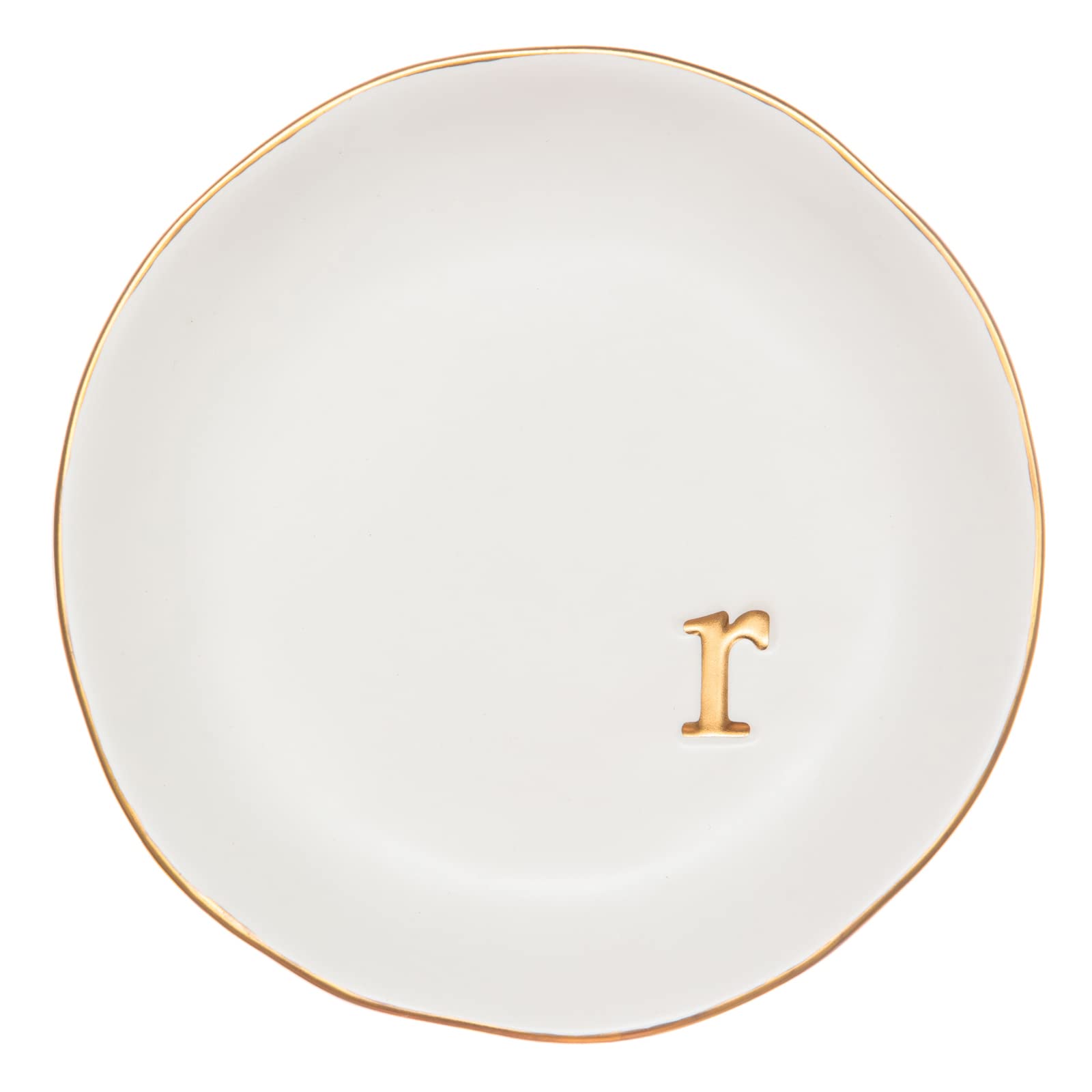 COLLECTIVE HOME Initial Ceramic Trinket Tray with Gold Leaf — gift idea