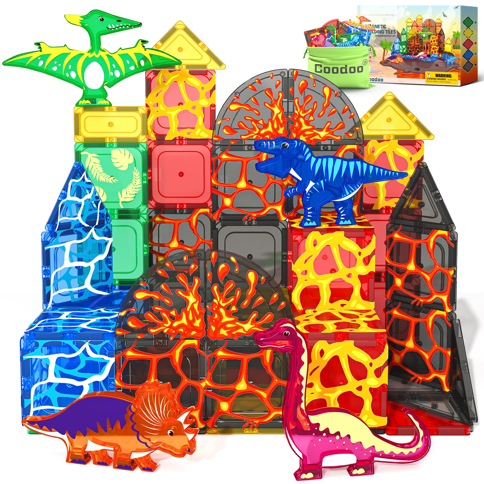 Coodoo Lava Dinosaur Magnetic Tiles Set — gift idea