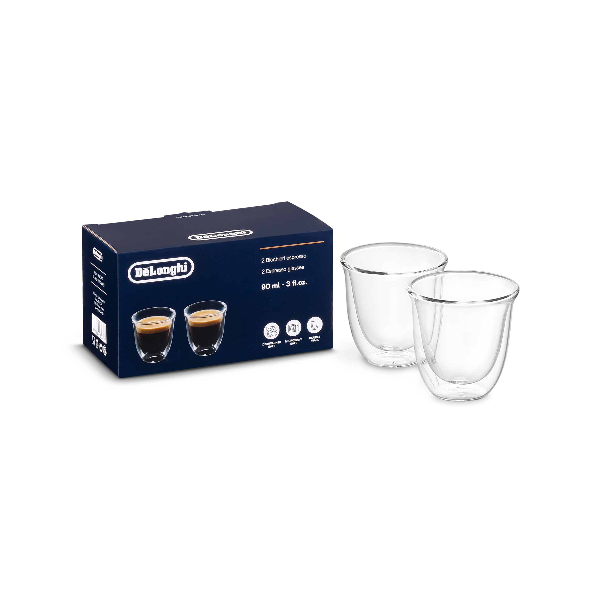 De'Longhi Double-Wall Espresso Glasses, 3 oz, Set of 2 — gift idea