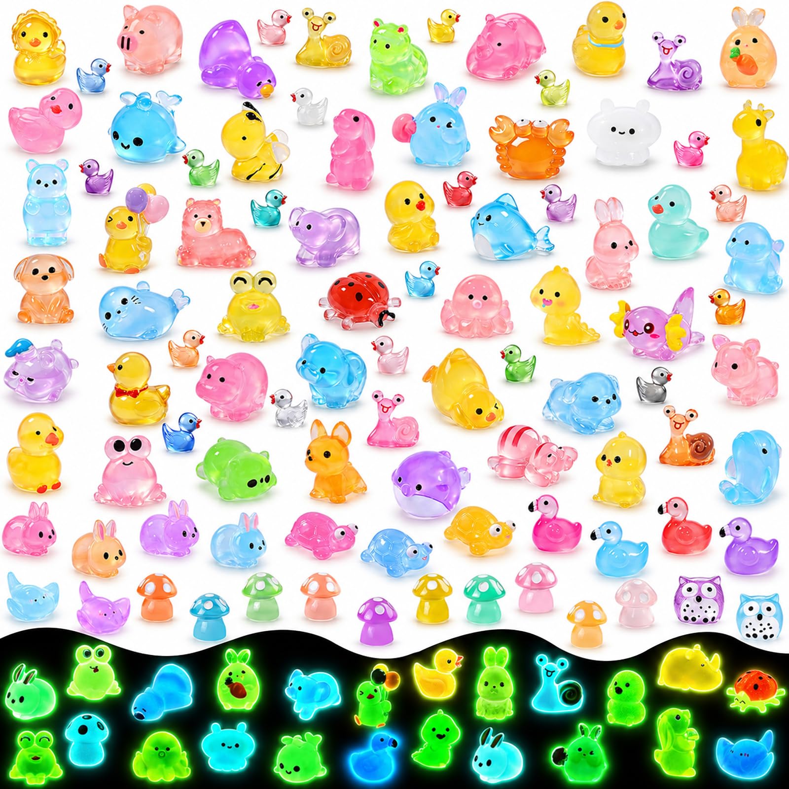 DIYDEC Glow-in-the-Dark Mini Resin Animals, 206 Pieces — gift idea