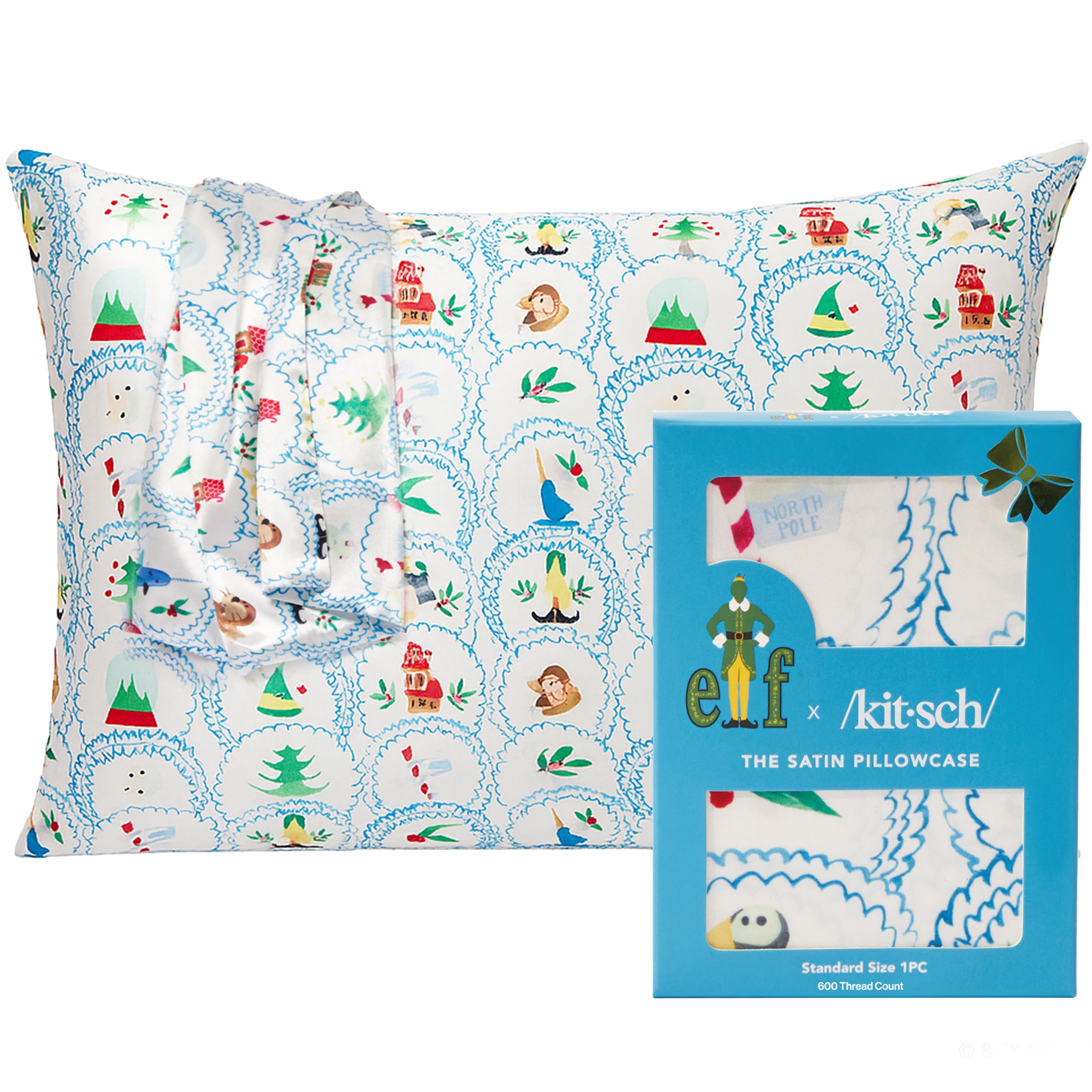 Kitsch x Elf North Pole Satin Pillowcase - Standard Size — funny and quirky gift