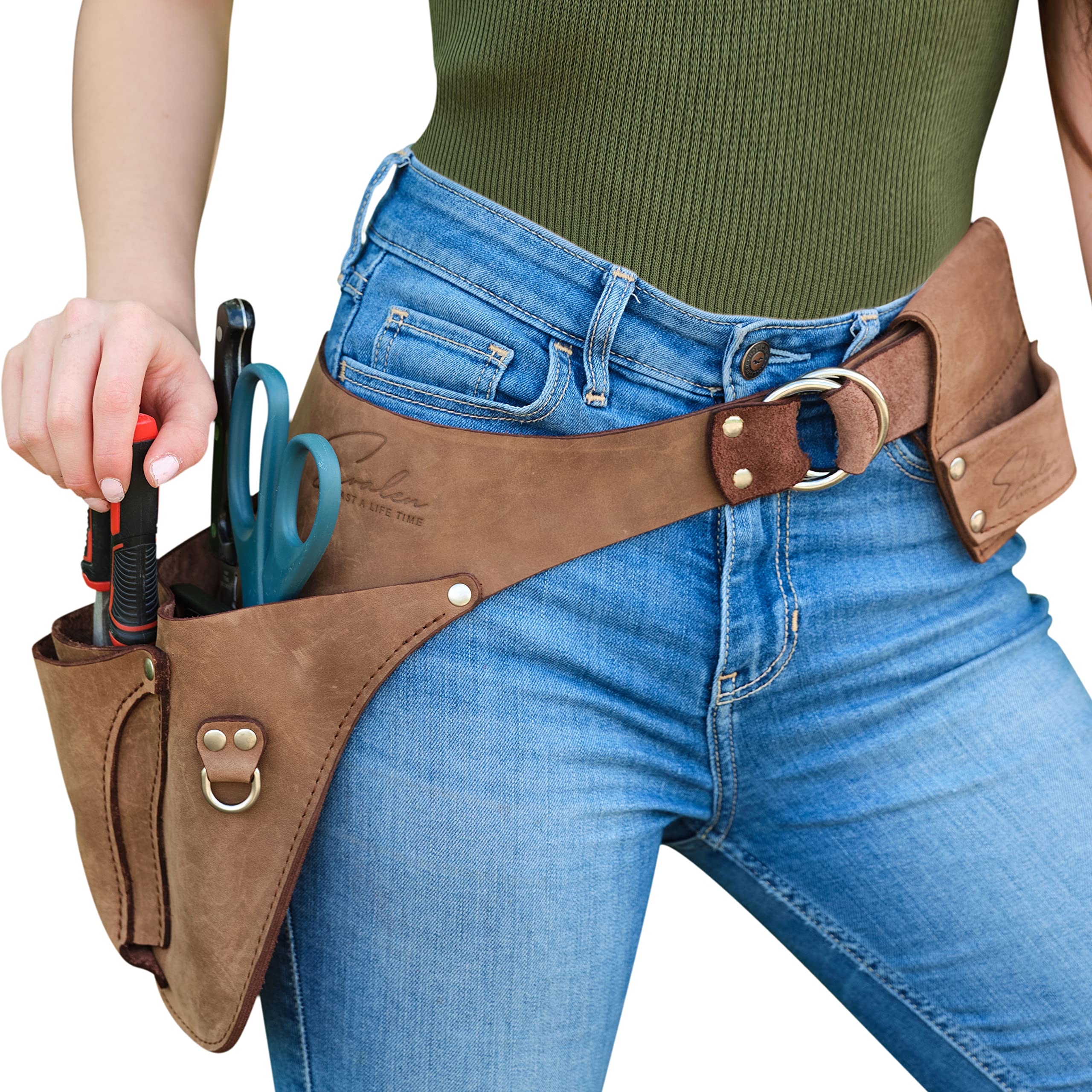 ERALEN Full Grain Leather Garden Tool Belt in a Gift Box — gift idea