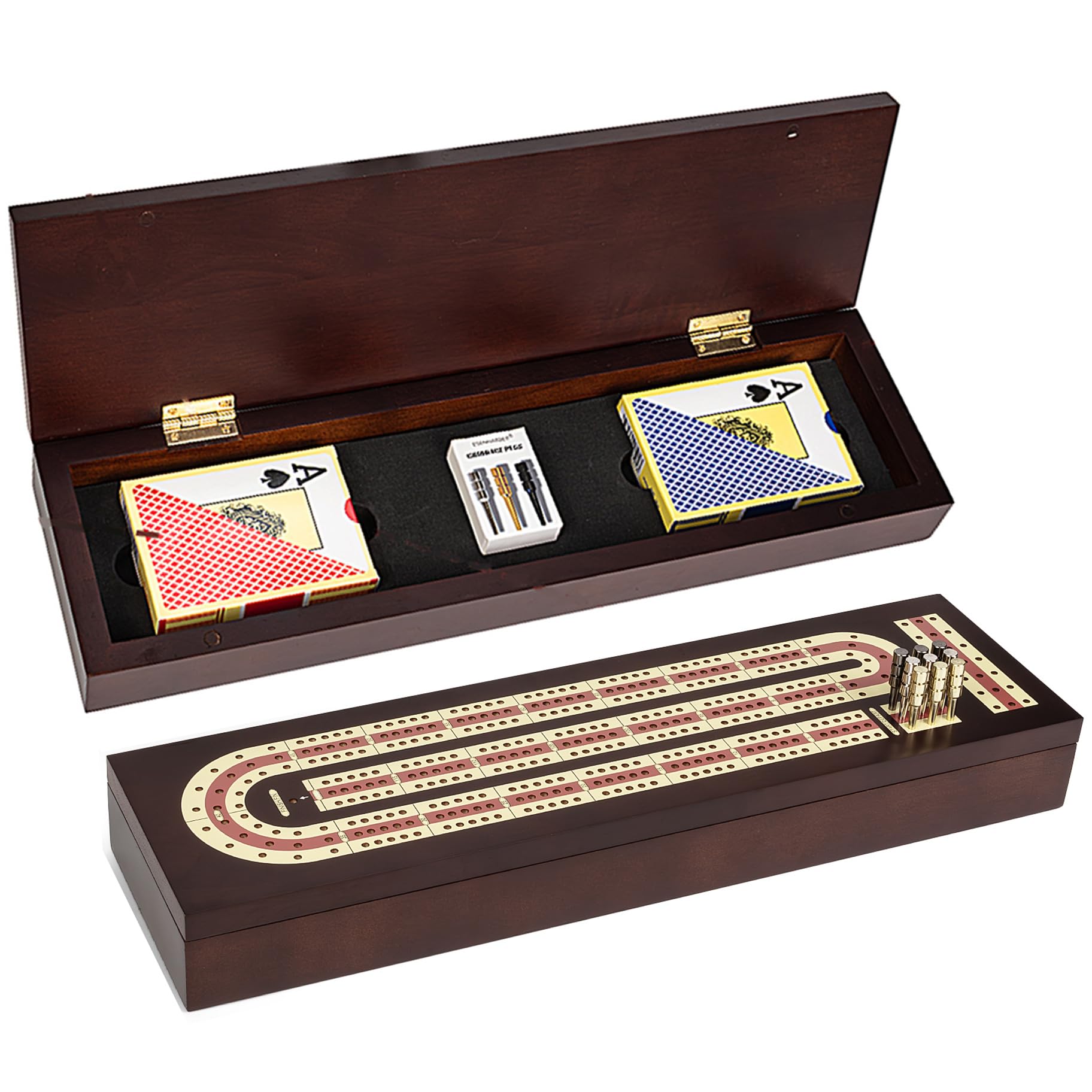 ESENHARBER Wooden Cribbage Board Set with Magnetic Lock — gift idea
