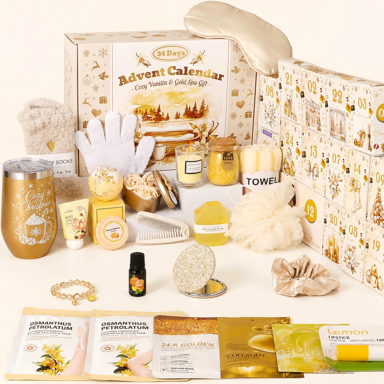 Exun 2026 Spa Advent Calendar for Women, Gold & Vanilla