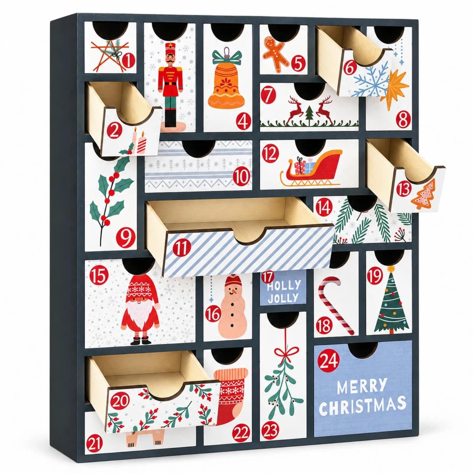 flangairy 2026 Wooden Fillable Advent Calendar, 24 Drawers — gift idea