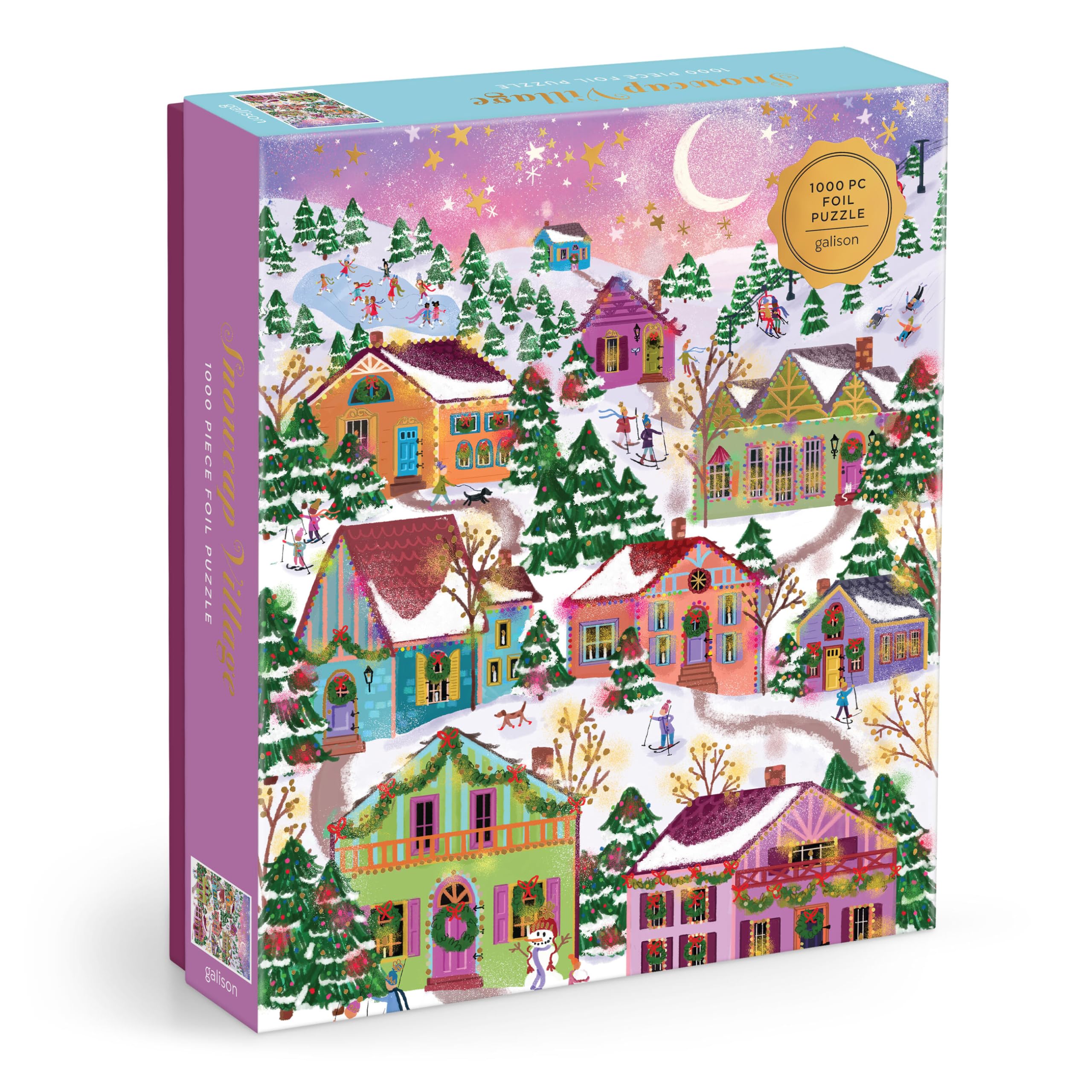 Galison Snowcap Village Foil 1000-Piece Puzzle — gift idea