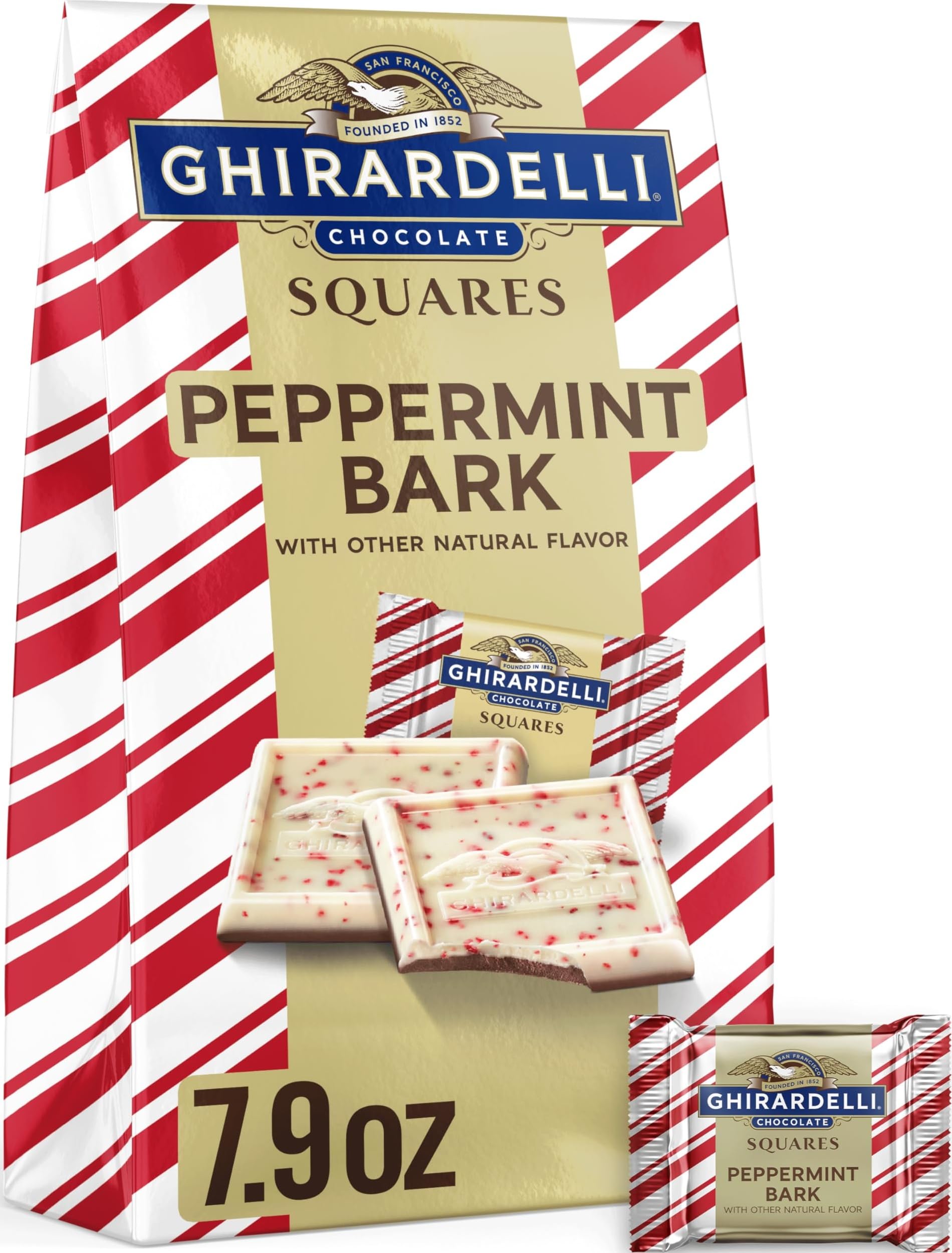 Ghirardelli Peppermint Bark Chocolate Squares, 7.9 oz Bag
