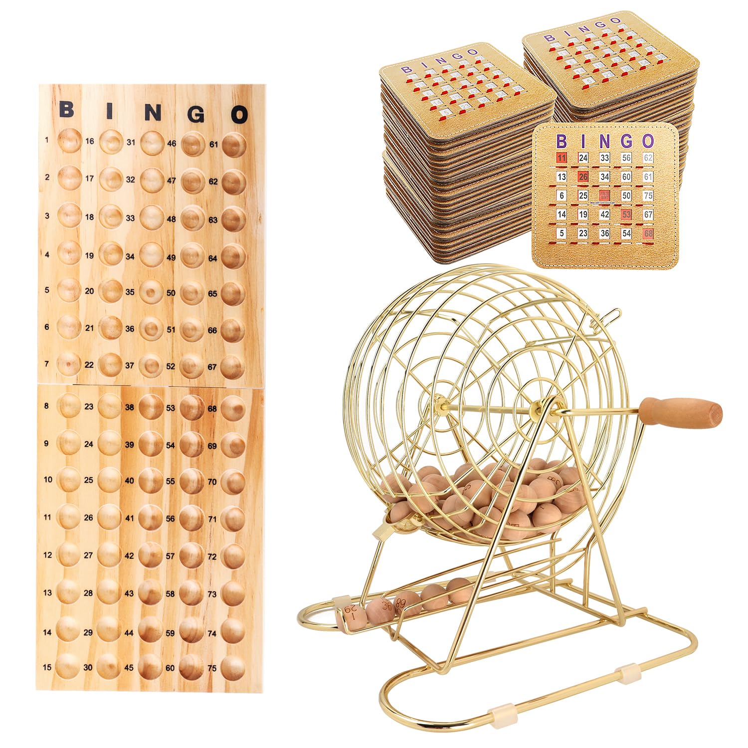 GSE Deluxe Brass Bingo Cage Set with 100 Shutter Cards — gift idea