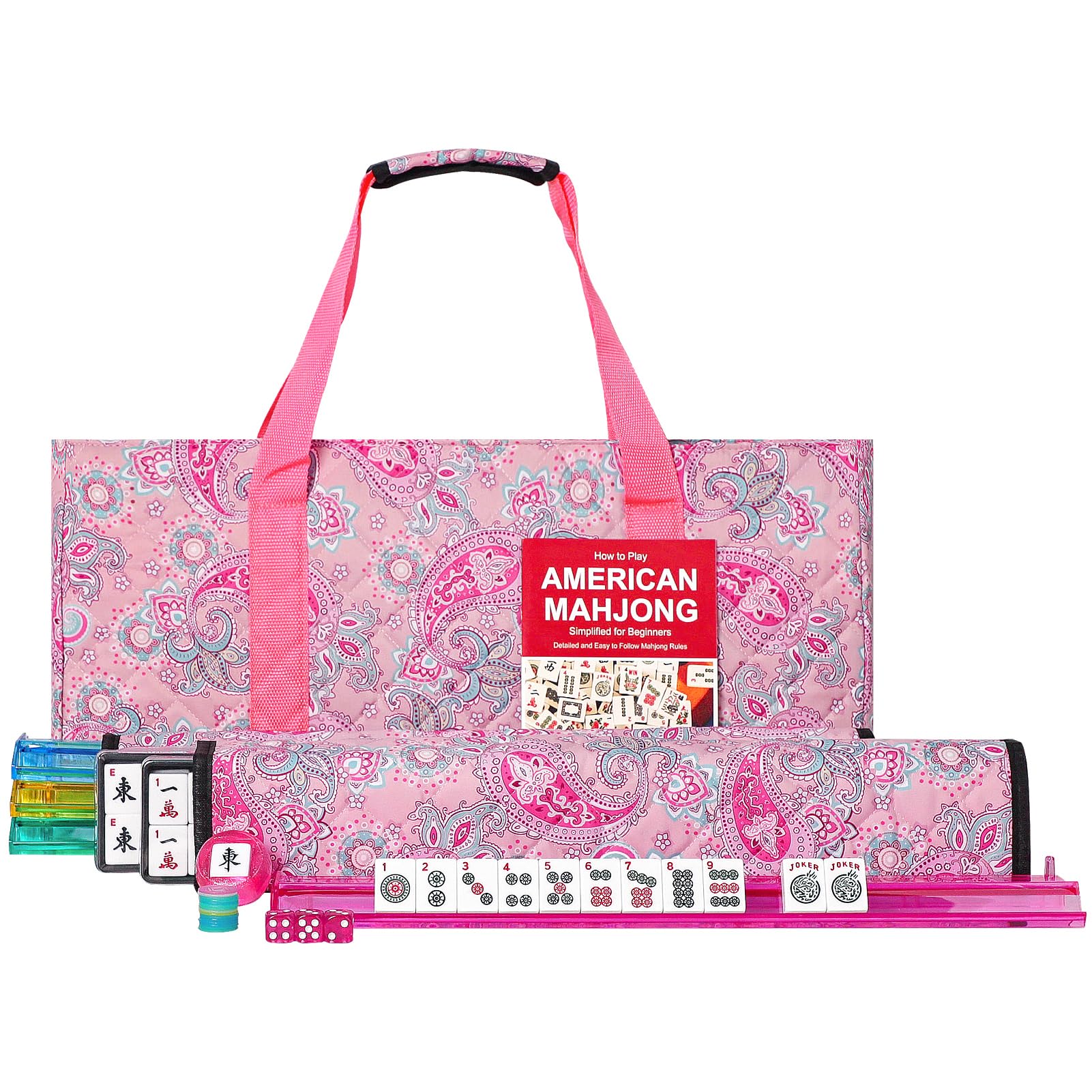 GUSTARIA American Mahjong Set, 166 Tiles, Pink Carrying Bag — gift idea