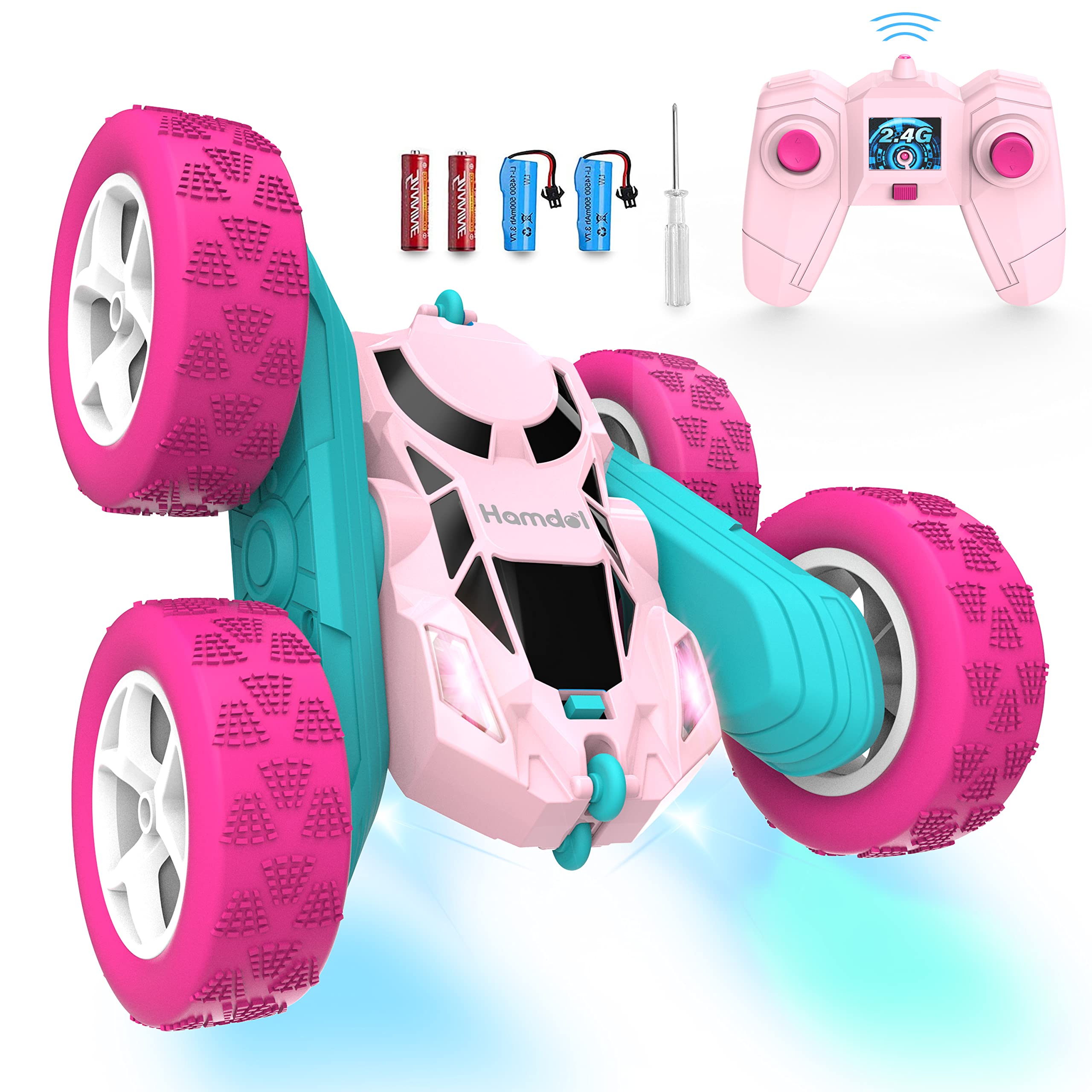Hamdol Pink 360° Flip Stunt RC Car — gift idea