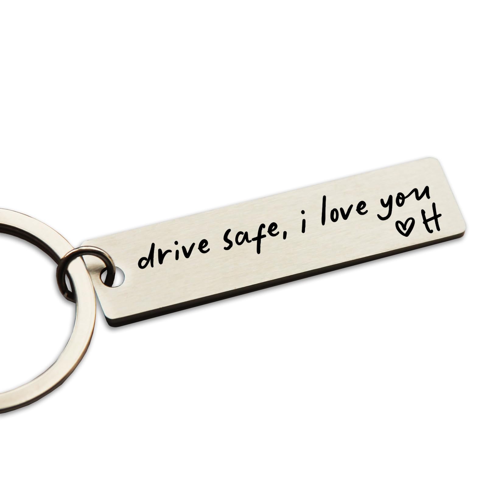HubbgDesign Drive Safe Initial Keychain — gift idea