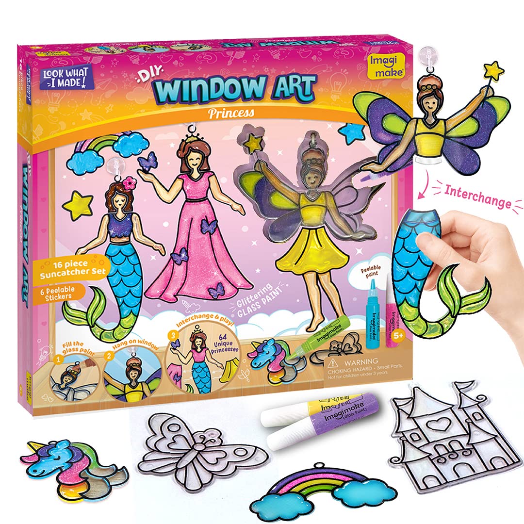 Imagimake Window Art Suncatcher Kit, Princess, Mermaid and Unicorn — gift idea