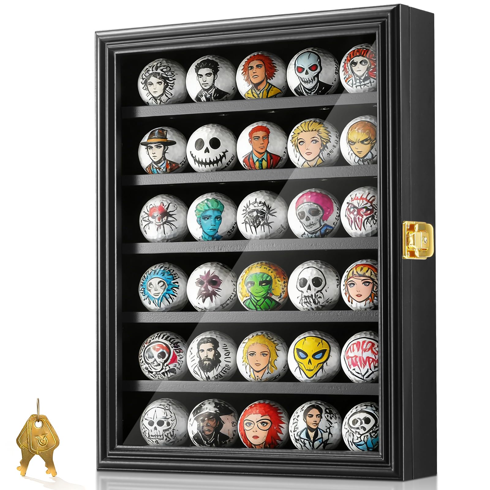 JupDec Wooden Golf Ball Display Case for 30 Balls — gift idea