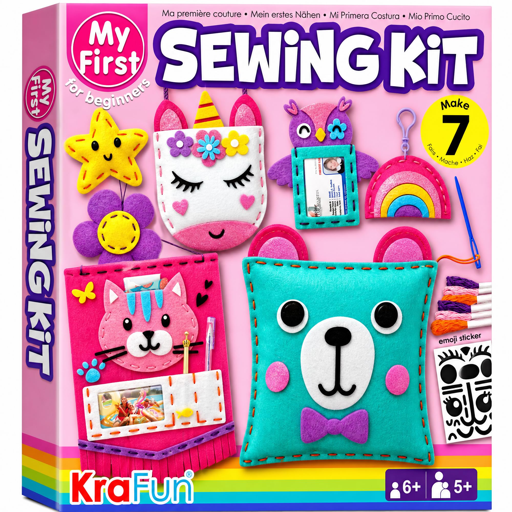 KRAFUN My First Sewing Kit for Kids, 7 Animal Projects — gift idea