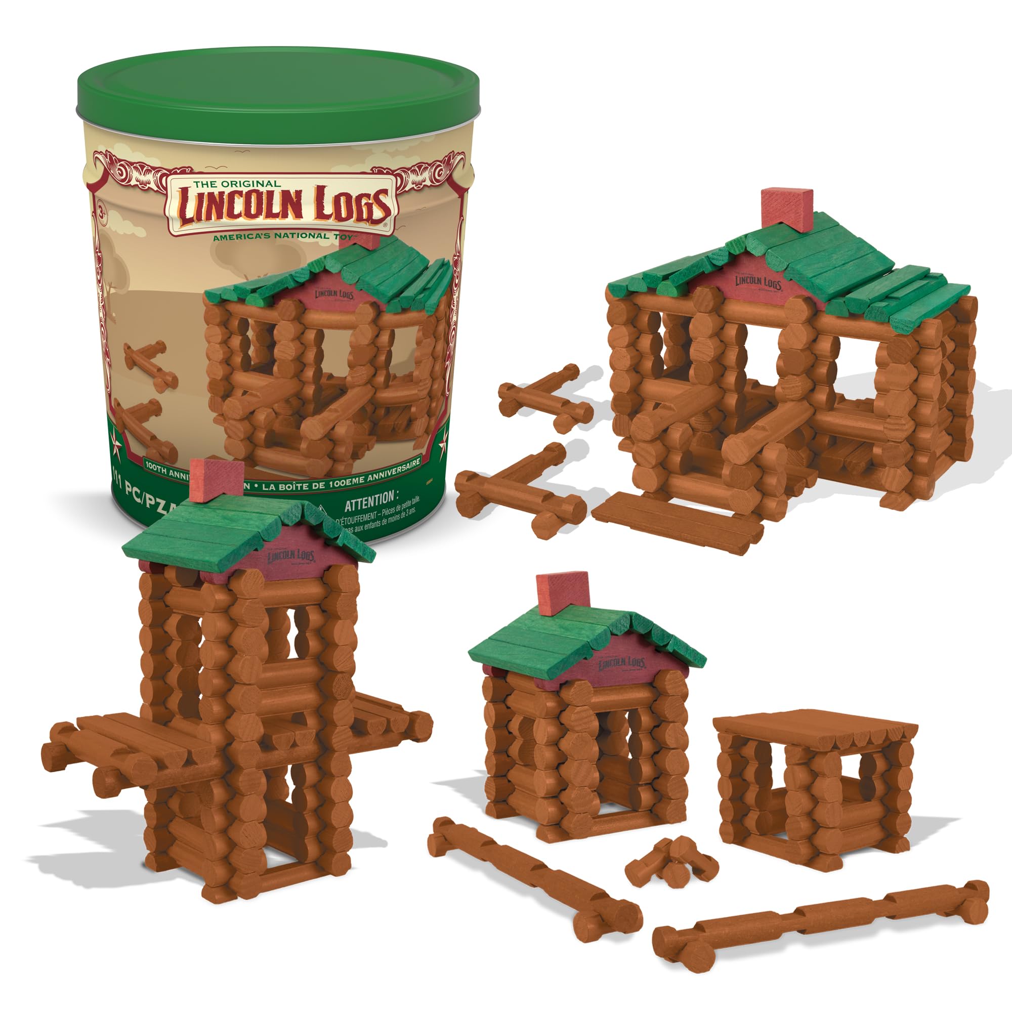 Lincoln Logs 100th Anniversary Tin, 111 Wooden Pieces — gift idea