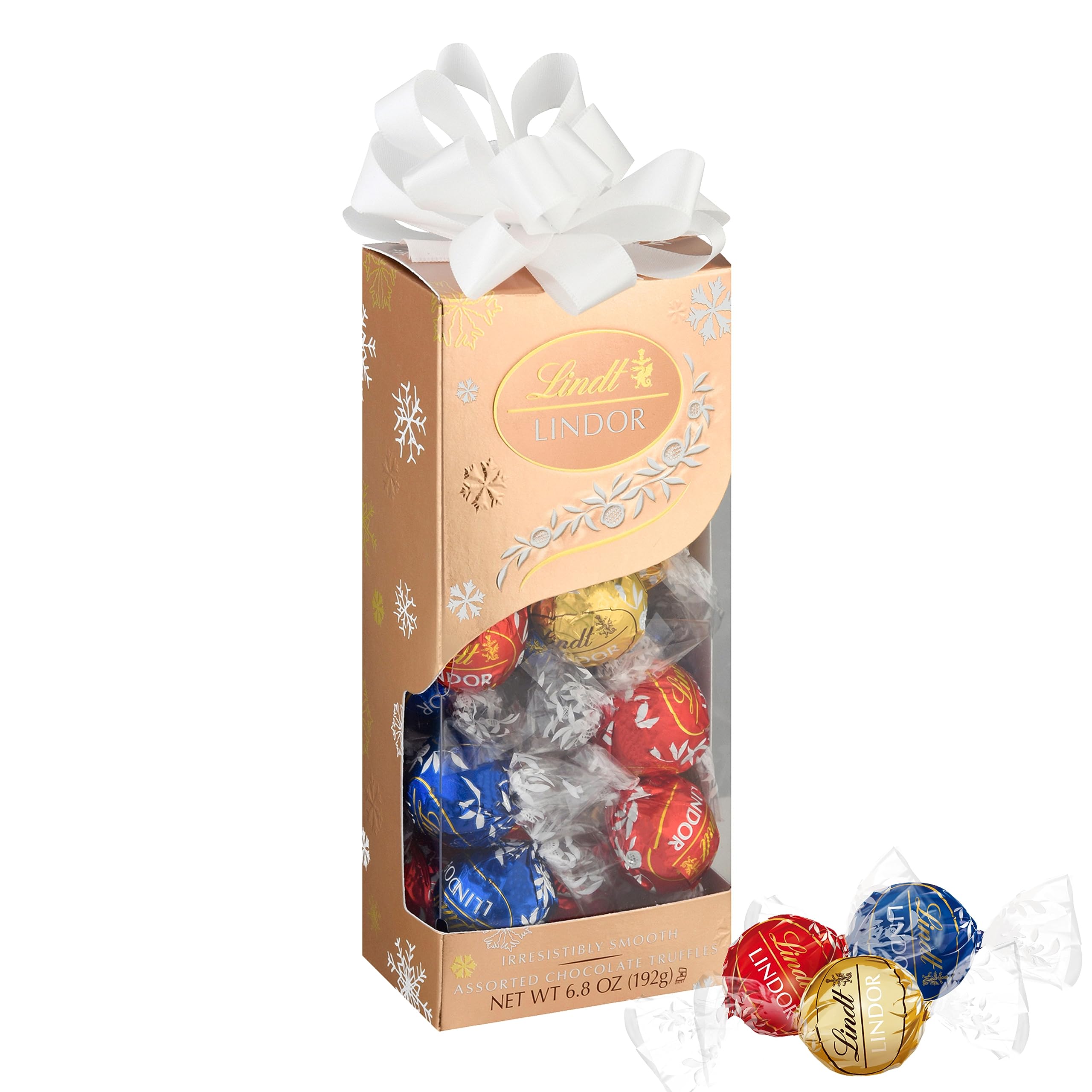 Lindt LINDOR Holiday Assorted Chocolate Truffles Gift Box, 6.8 oz
