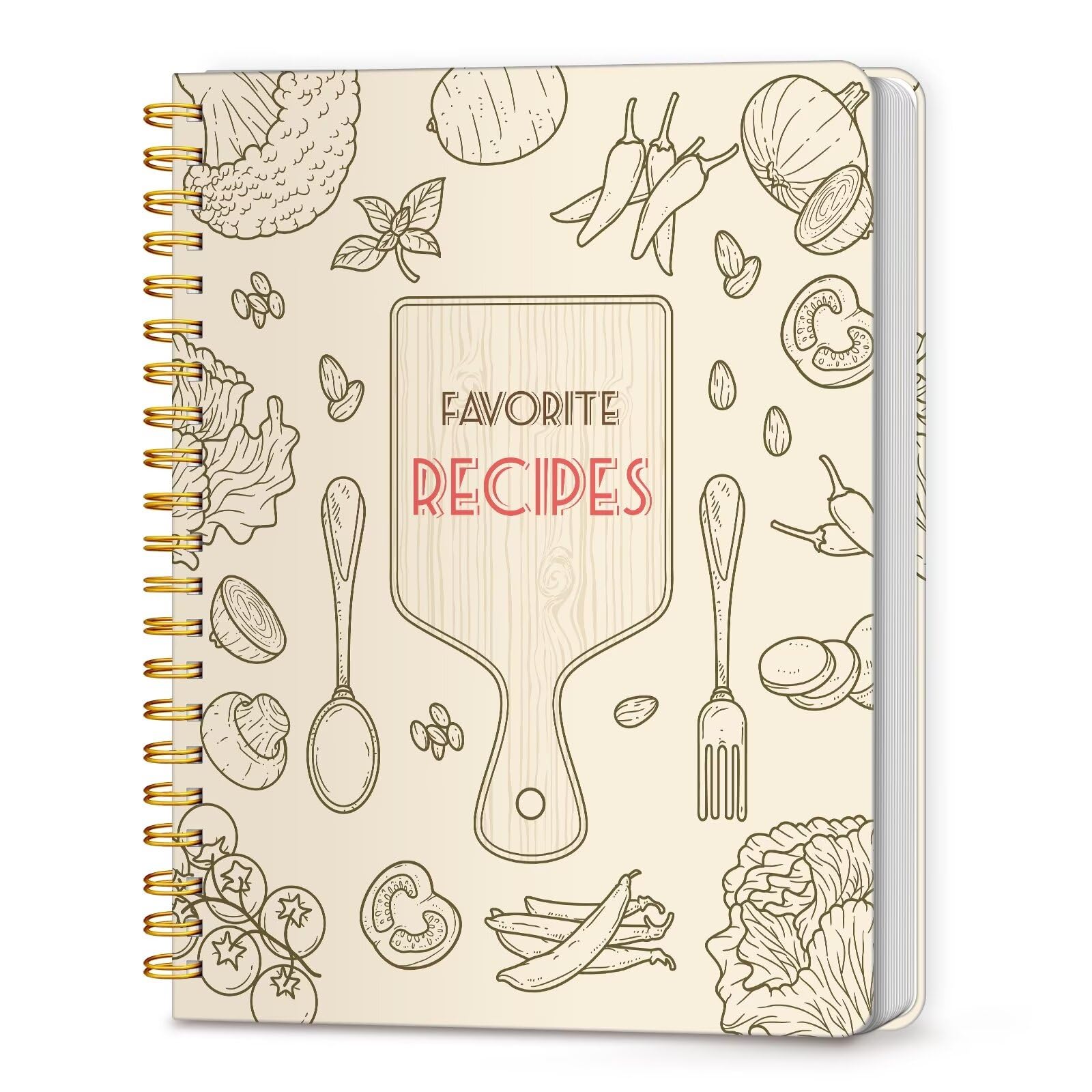 LuBudingJoy Blank Recipe Book to Write In, Hardcover Spiral — gift idea