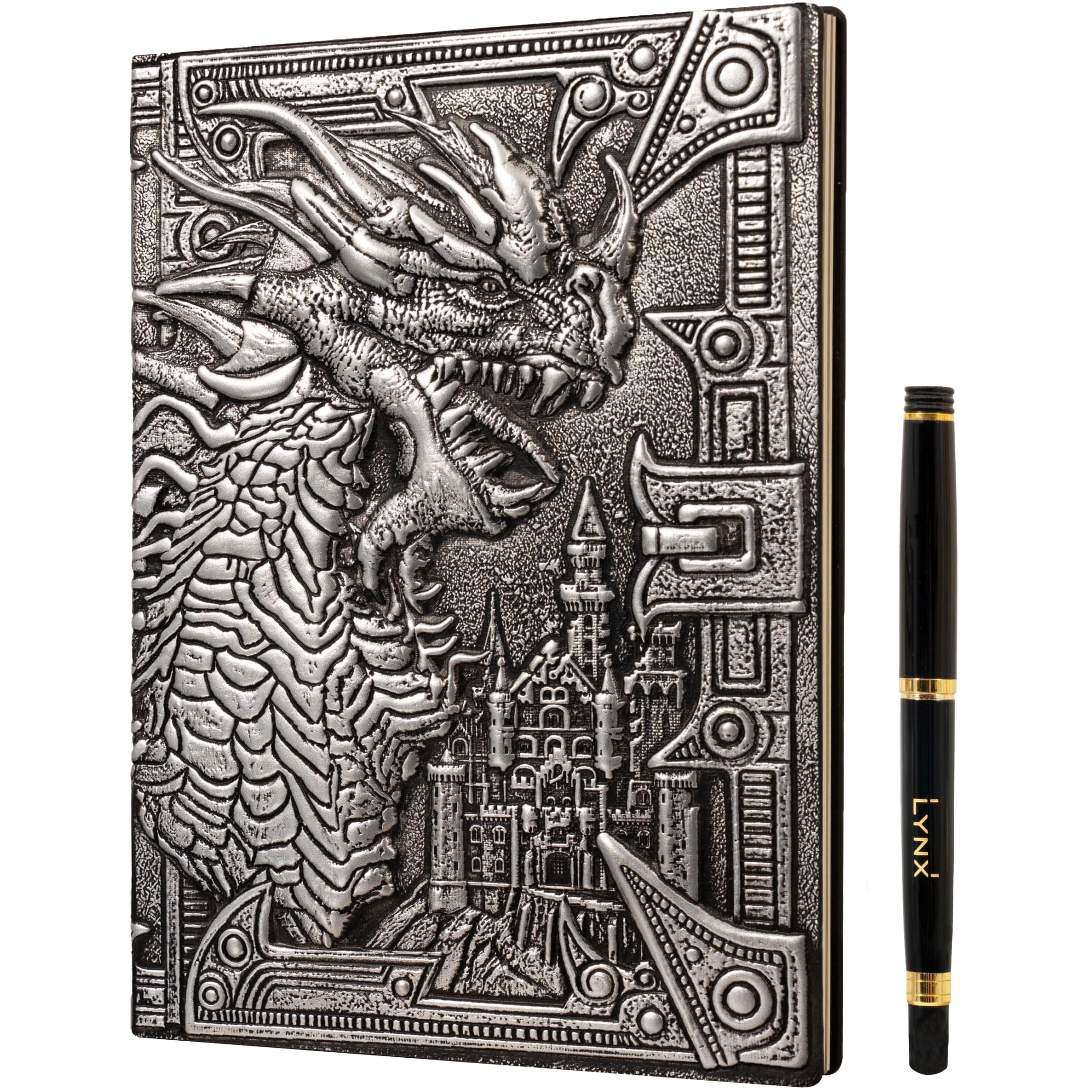 LYNX Silver Dragon Embossed D&D Journal — gift idea