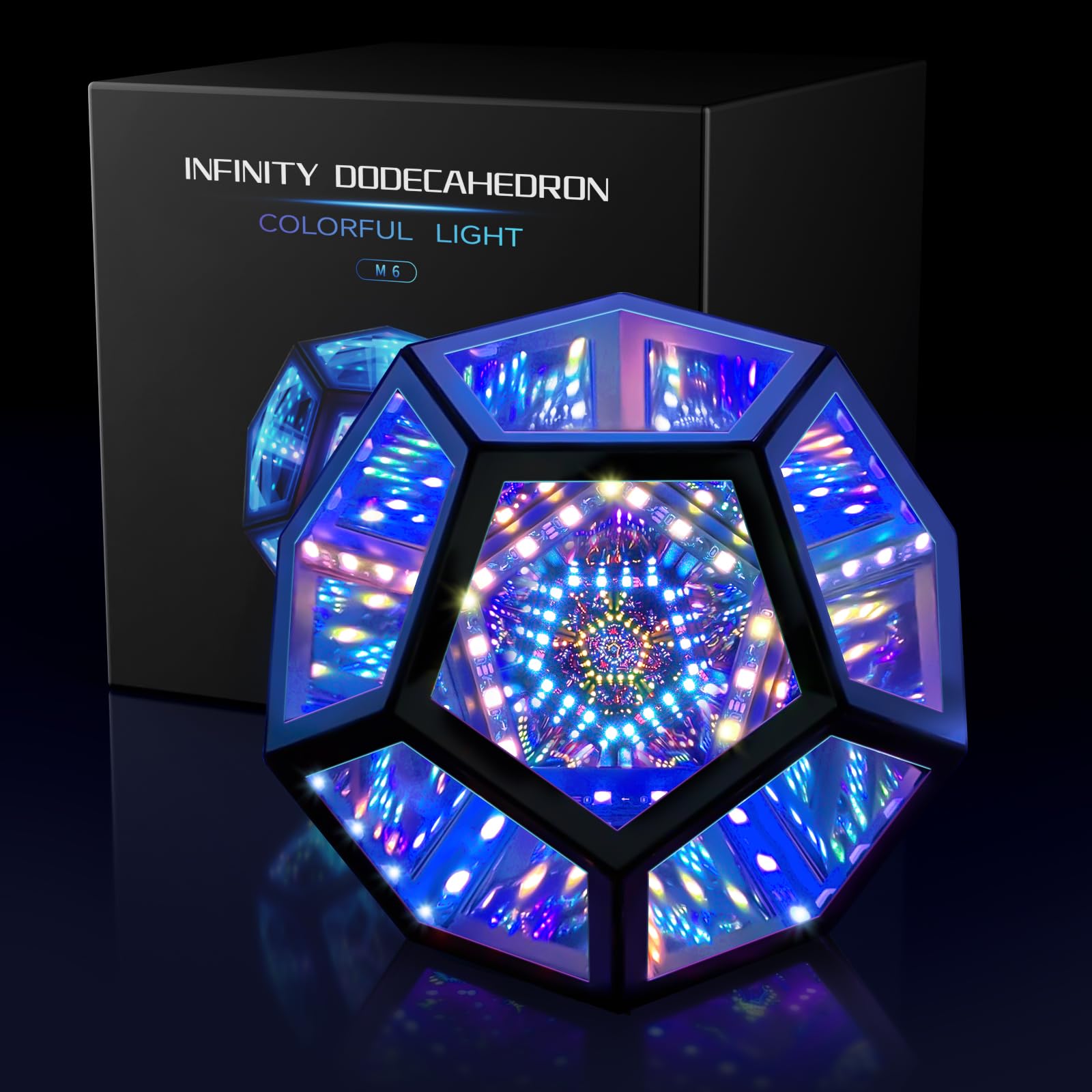 MITO Infinity Mirror Light Dodecahedron, RGBW Cube Light Decor for Gaming — original gift idea