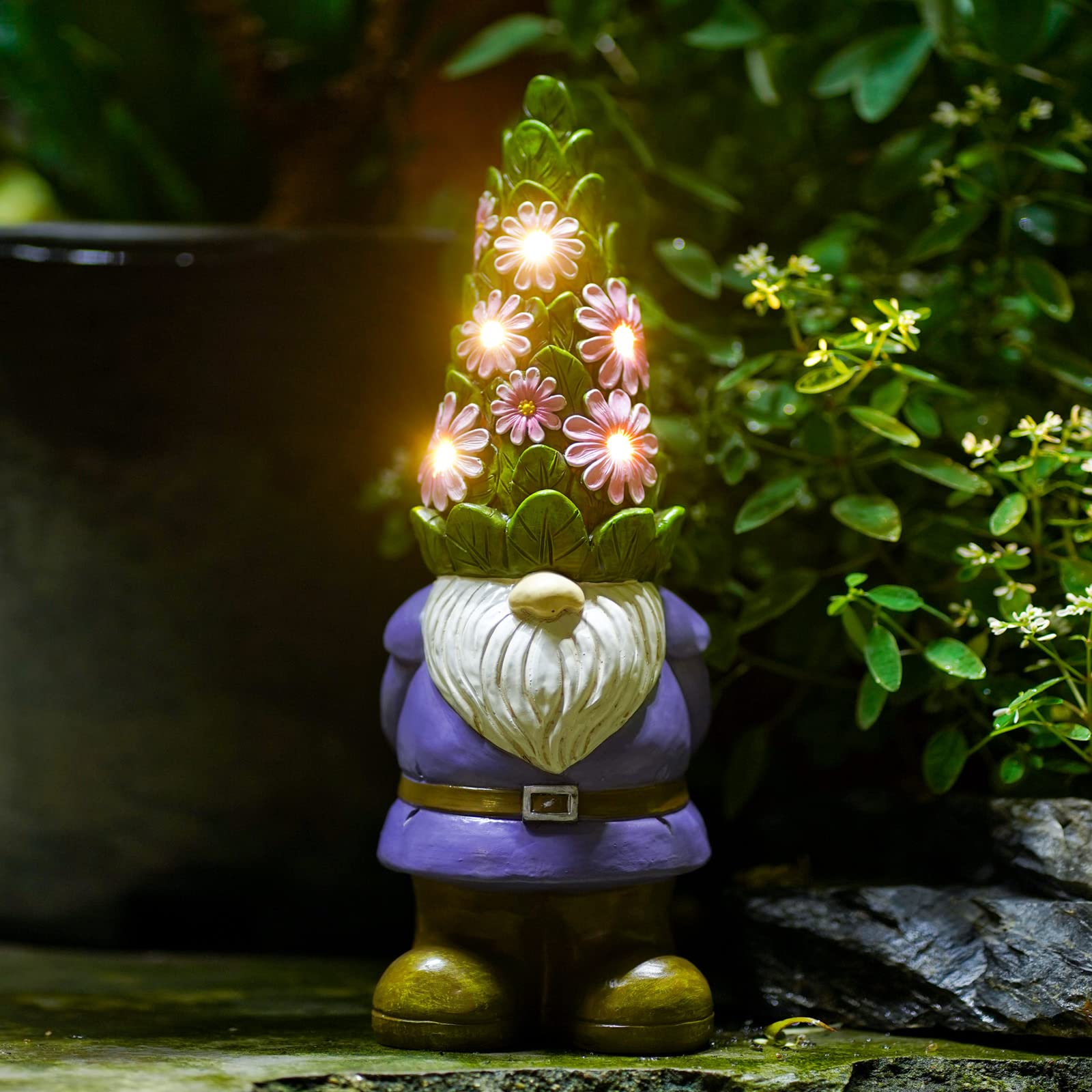 Nacome Solar Gnome Garden Statue with Succulents — gift idea