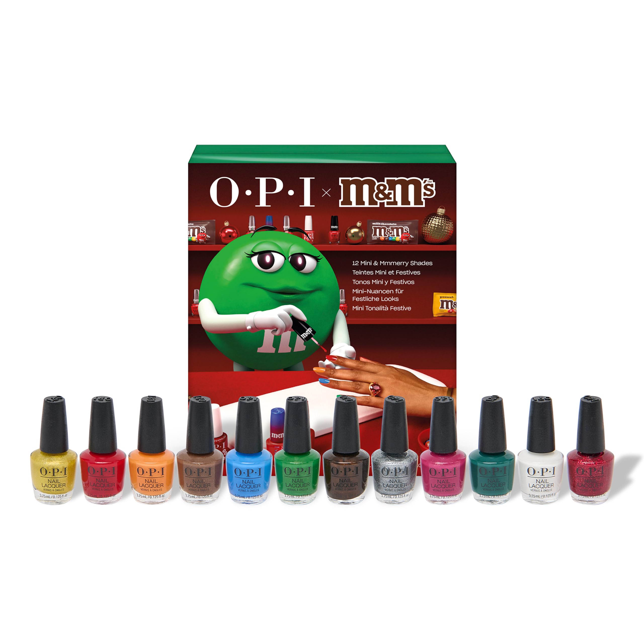 OPI x M&M'S Nail Lacquer Holiday Advent Calendar 2026, 12 Minis