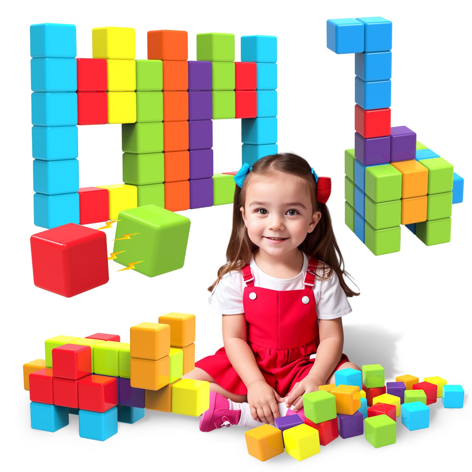 Pairez Toys Magnetic Building Blocks, 1.65 Inch Large Stacking Cubes for Toddlers — original gift idea