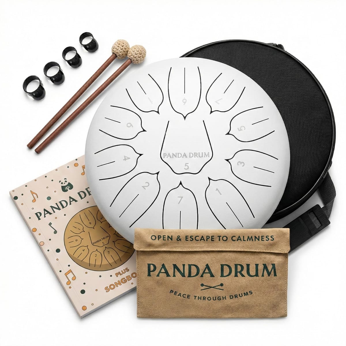 Panda Drum Plus Steel Tongue Drum, 11 Inch (White) — gift idea