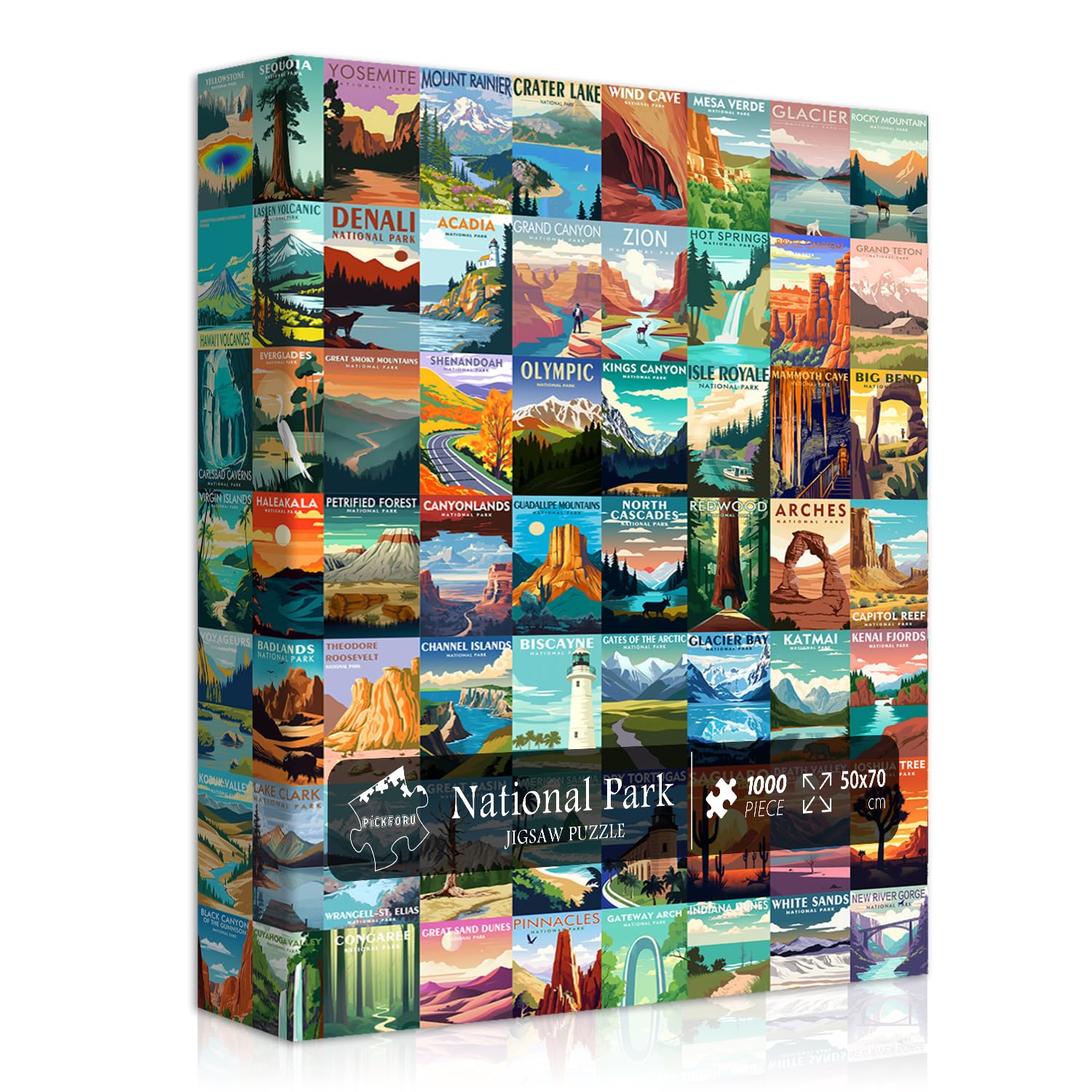 PICKFORU National Parks Puzzle, 1,000 Pieces, Travel Poster Landscapes — gift idea