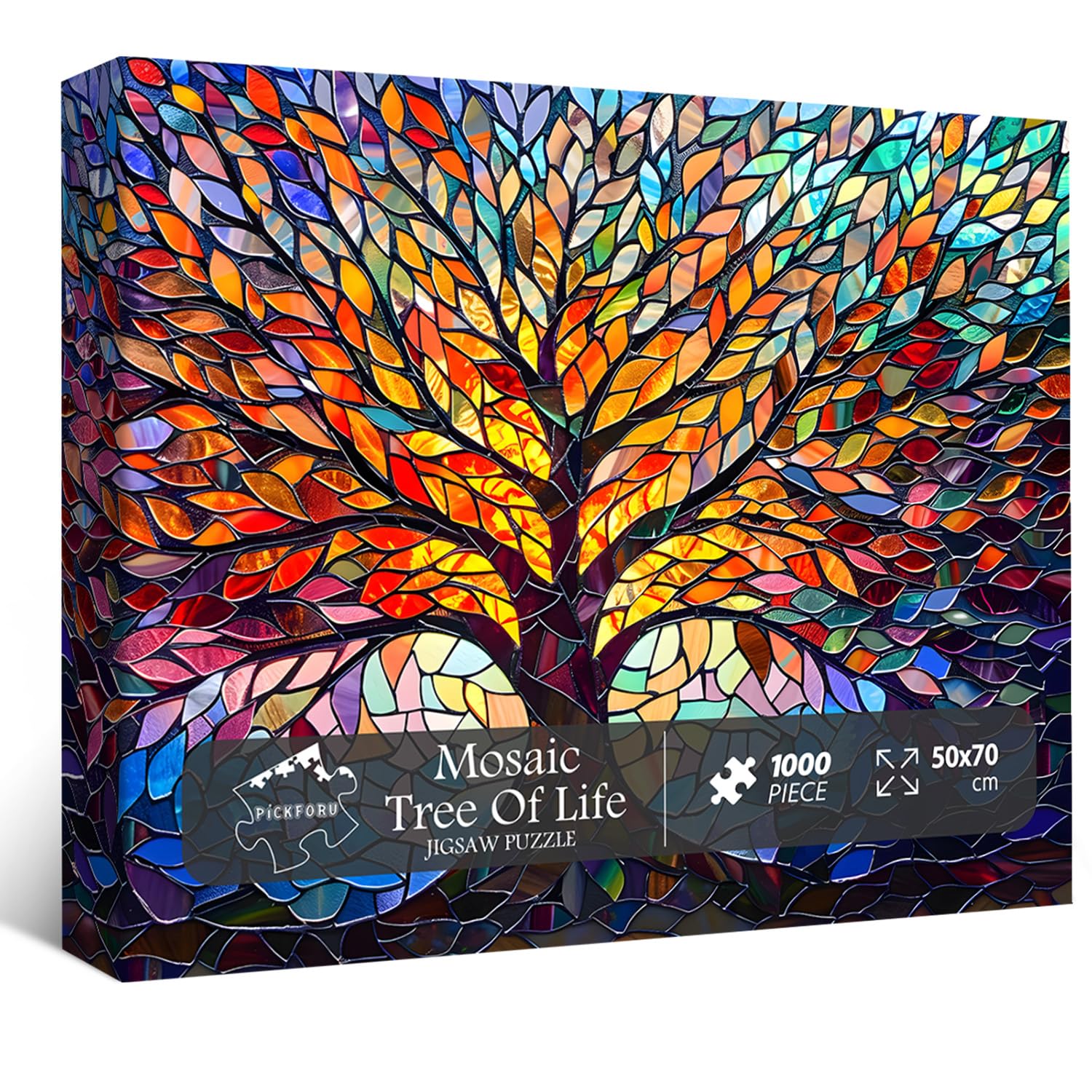 PICKFORU Stained Glass Tree of Life Puzzle, 1,000 Pieces — gift idea
