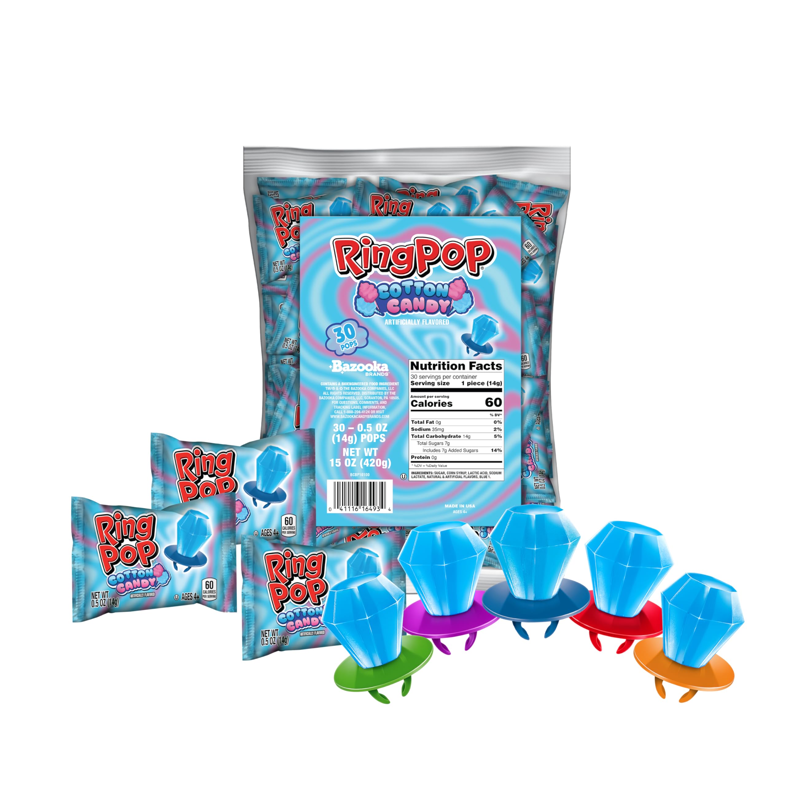 Ring Pop Halloween Cotton Candy Lollipops, 30 Count Bulk Pack — funny gift
