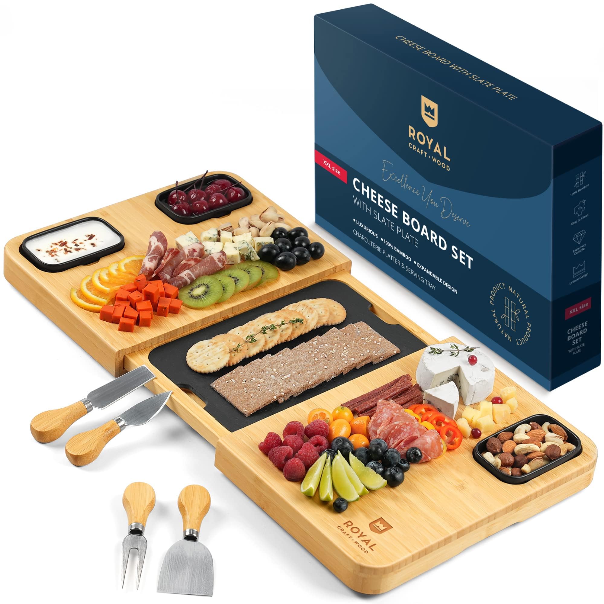 Royal Craft Wood Extra Large Bamboo Charcuterie Board Set — gift idea