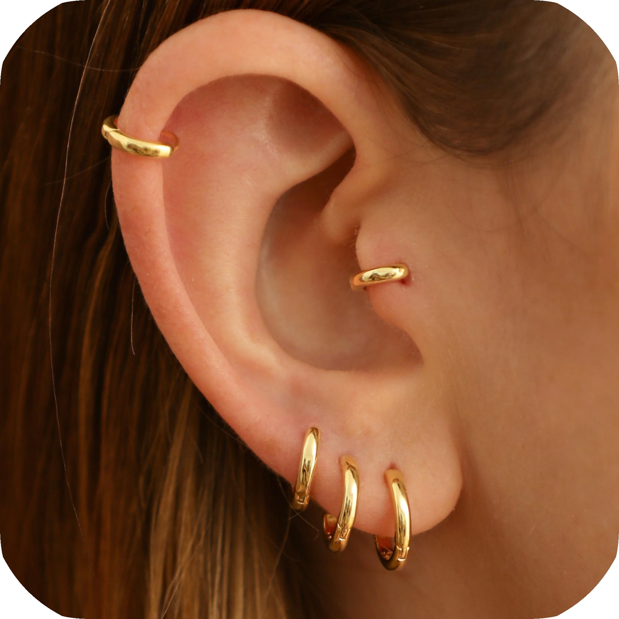 Sealoy 925 Sterling Silver Gold-Plated Huggie Hoop Earrings (8mm) — funny and quirky gift