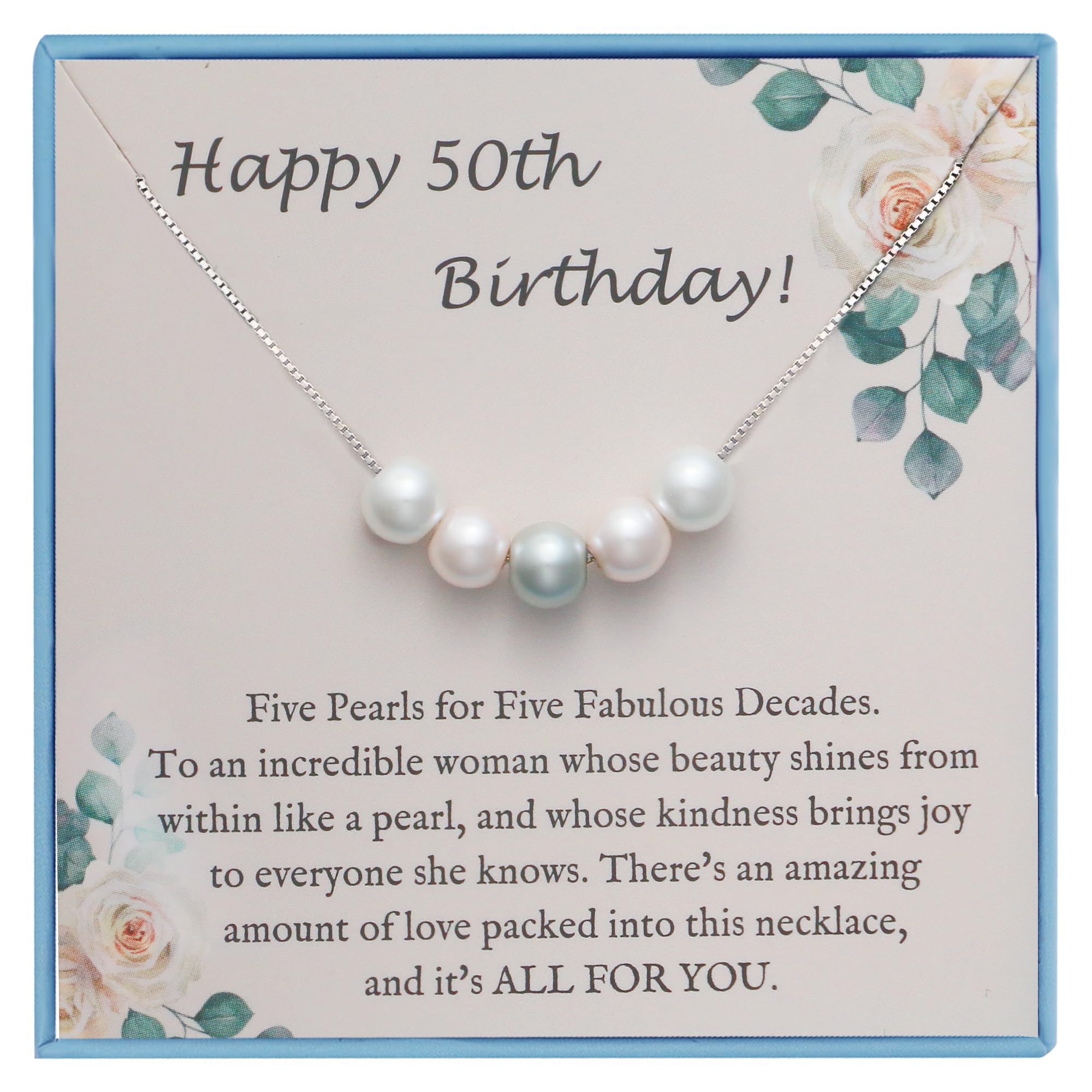 Sereney 50th Birthday Sterling Silver Pearl Necklace for Women — gift idea
