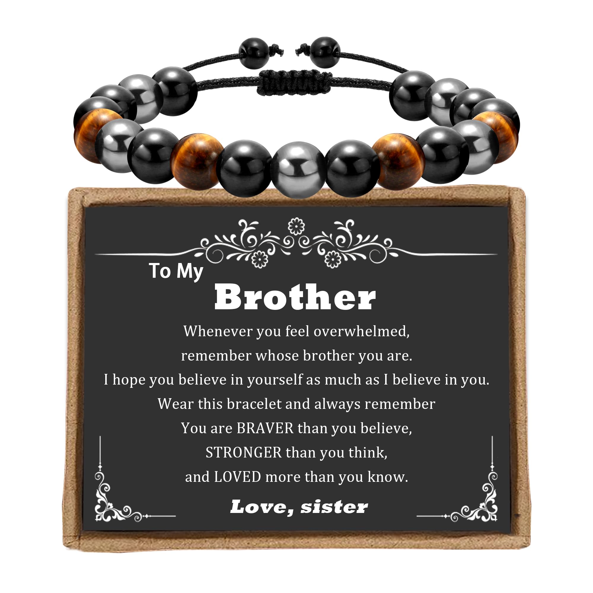 Sereney Brother Bracelet in Tiger's Eye, Hematite and Obsidian — gift idea