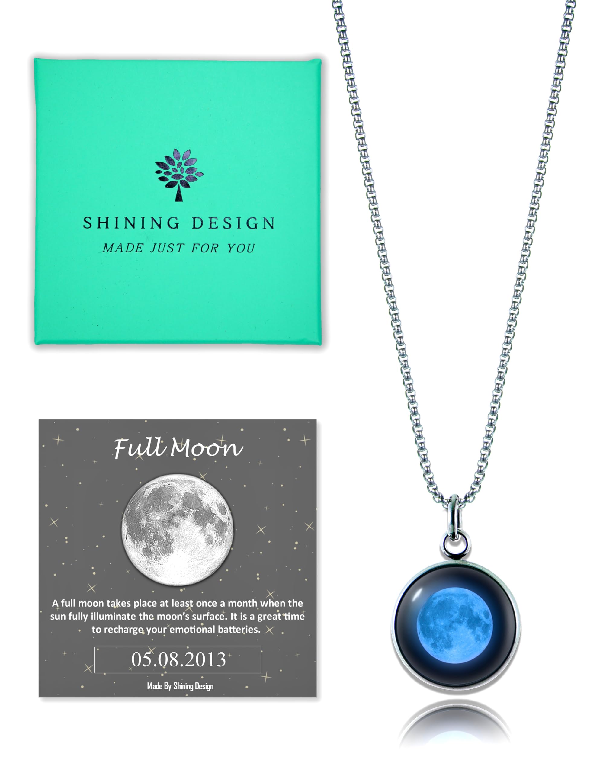 Shining Design Personalized Moon Phase Necklace — gift idea