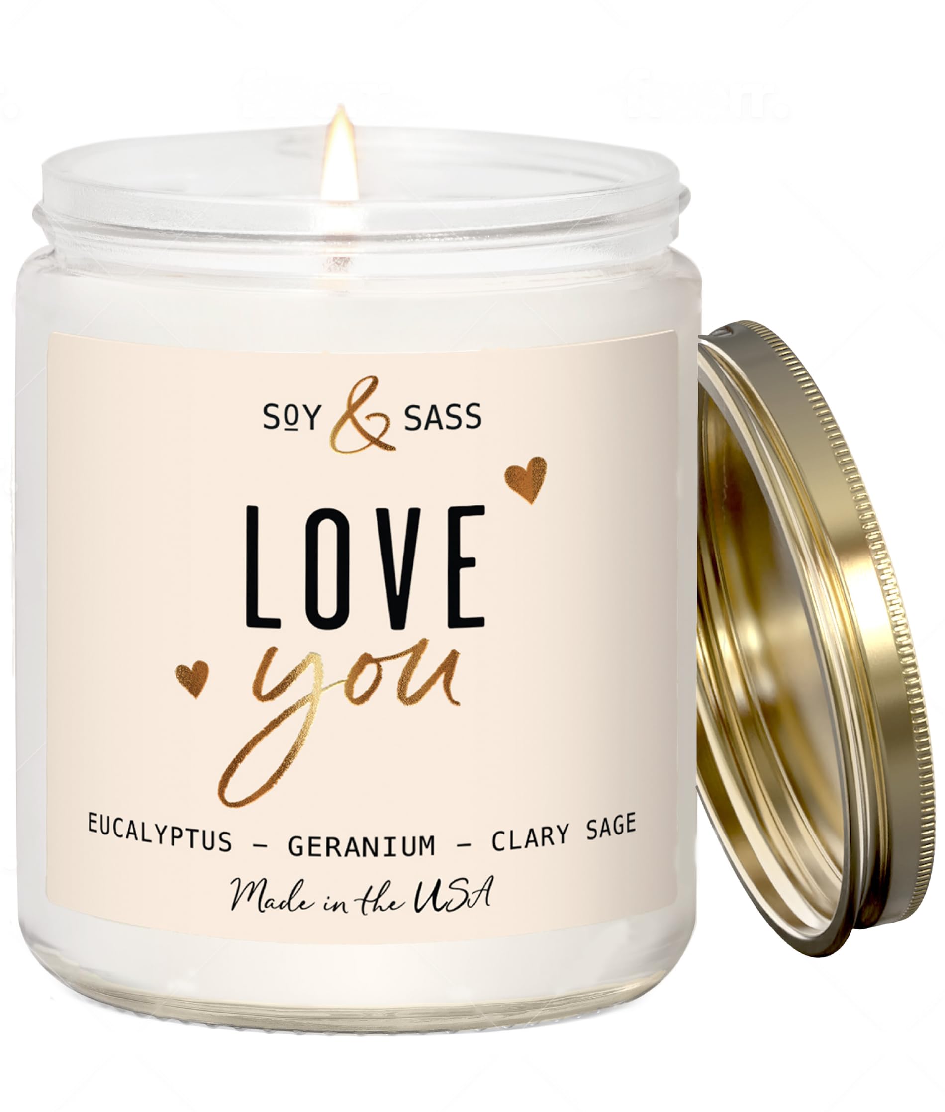 Soy and Sass Valentine's Day Candle, I Love You Candle with Eucalyptus — original gift idea