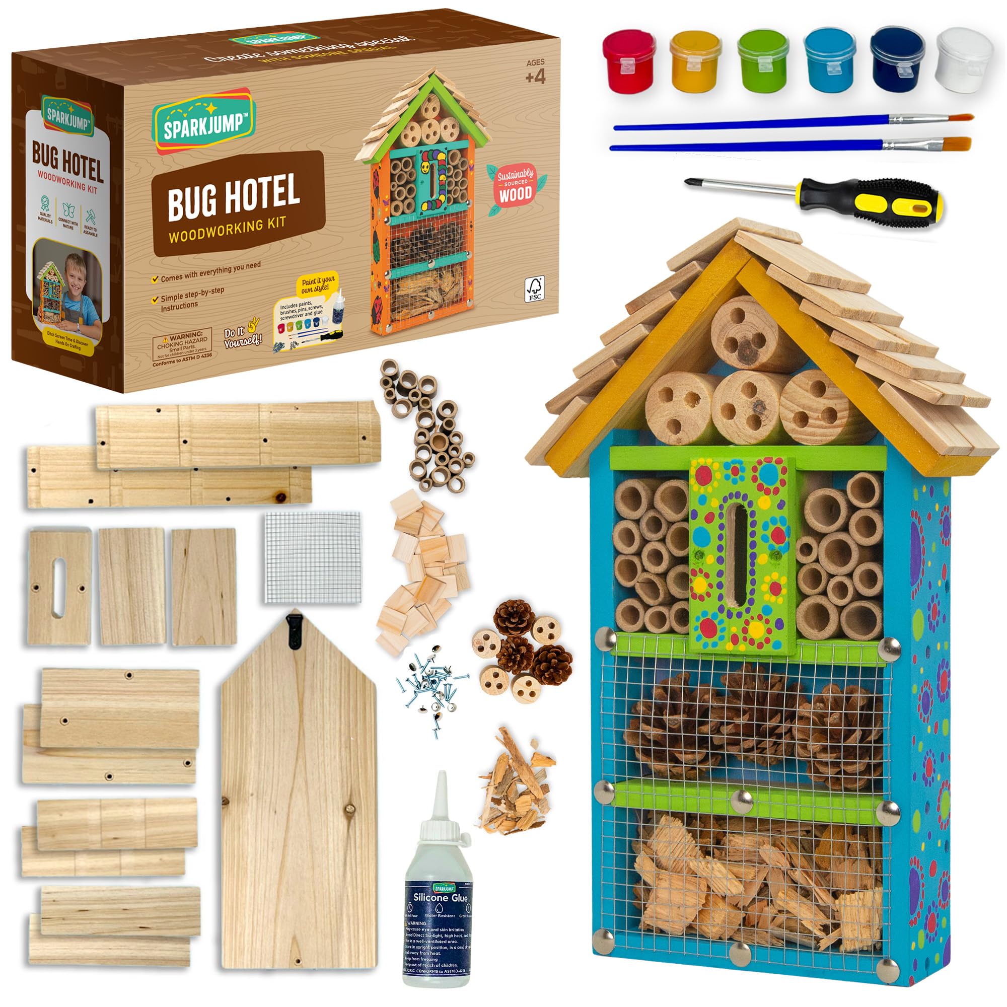 SparkJump Premium Bug Hotel Kit for Kids, Cedar Wood — gift idea