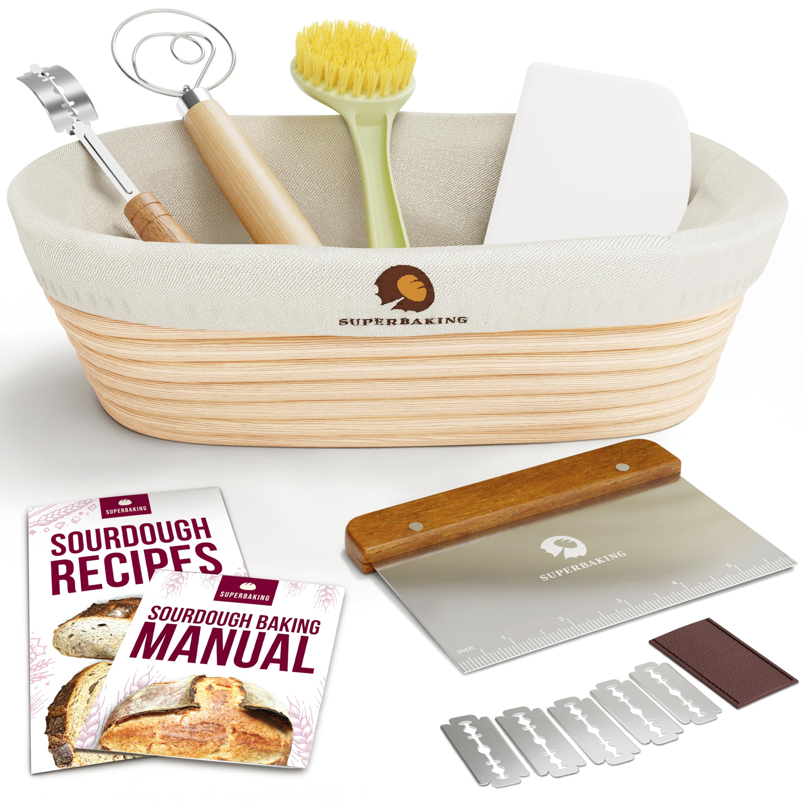 Superbaking 10-Inch Oval Banneton Proofing Basket Kit for Sourdough — funny gift