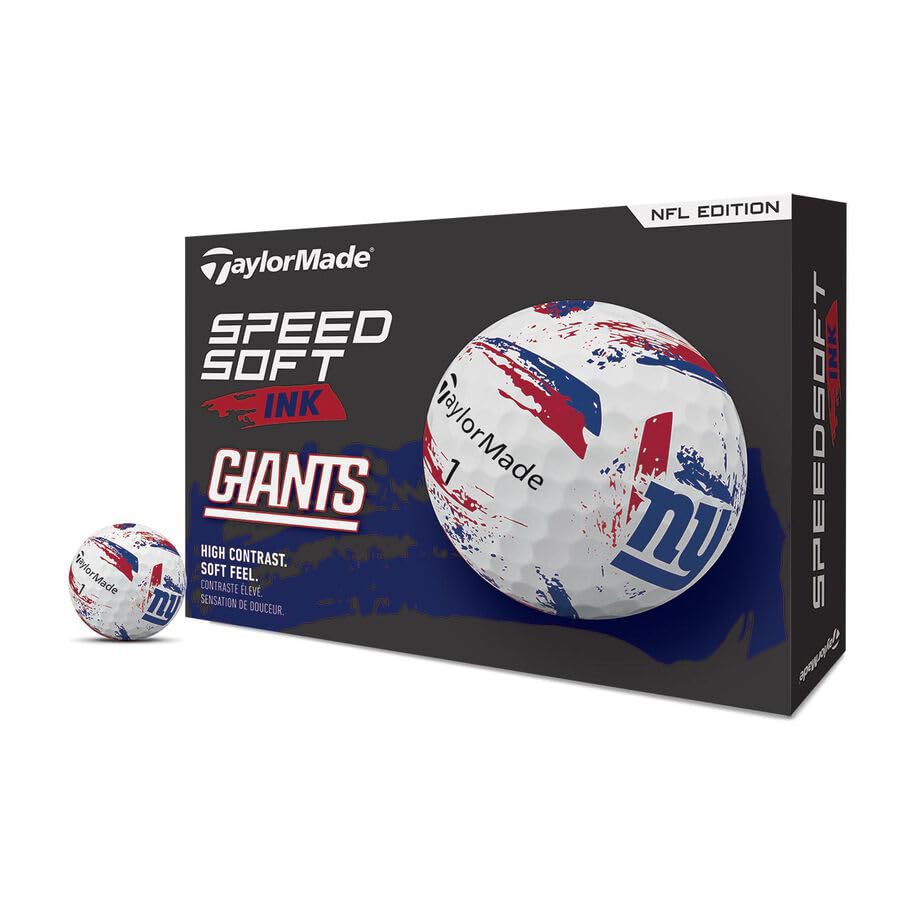 TaylorMade SpeedSoft Ink NFL Golf Balls, New York Giants (1 Dozen) — funny gift