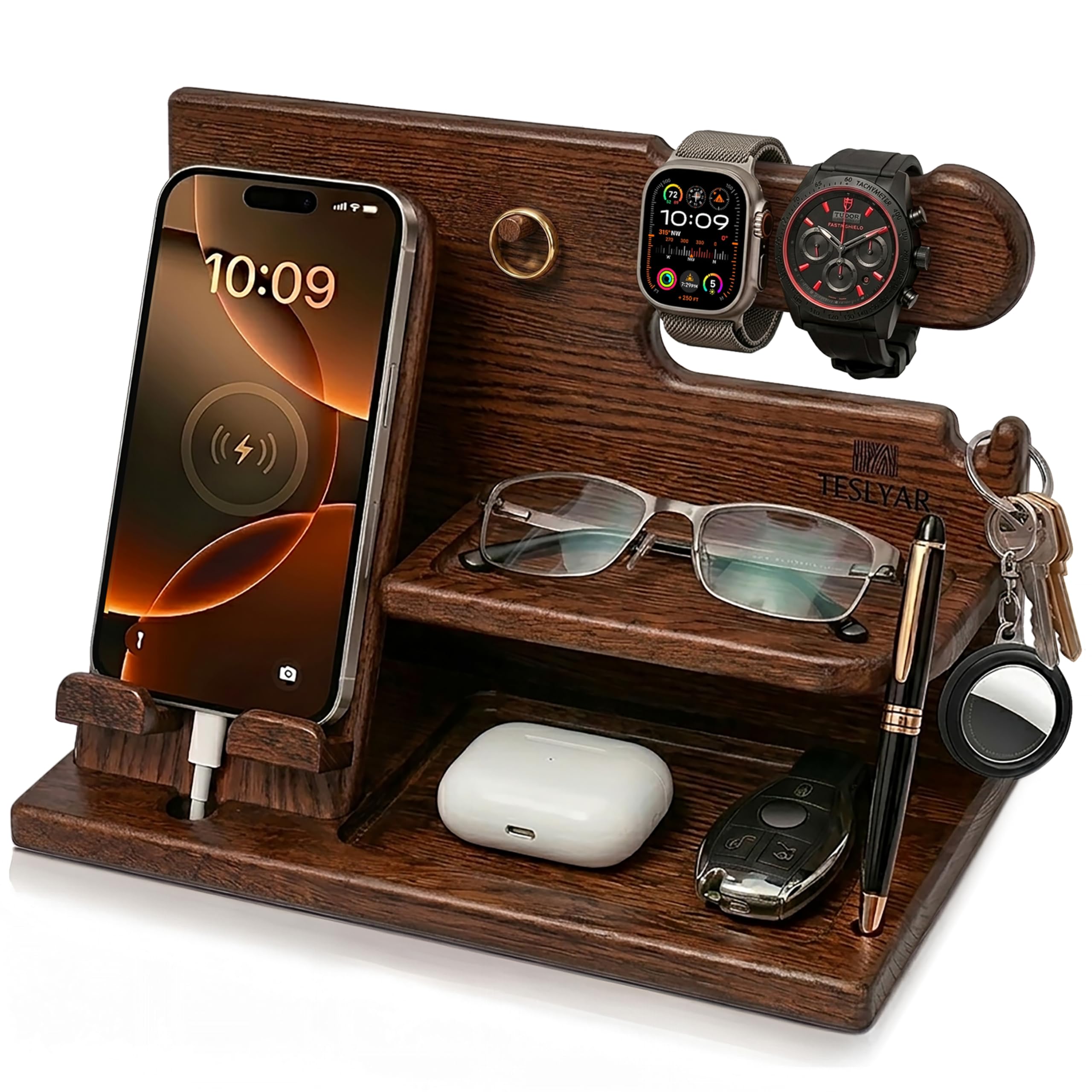 TESLYAR Wood Phone Docking Station — funny and quirky gift