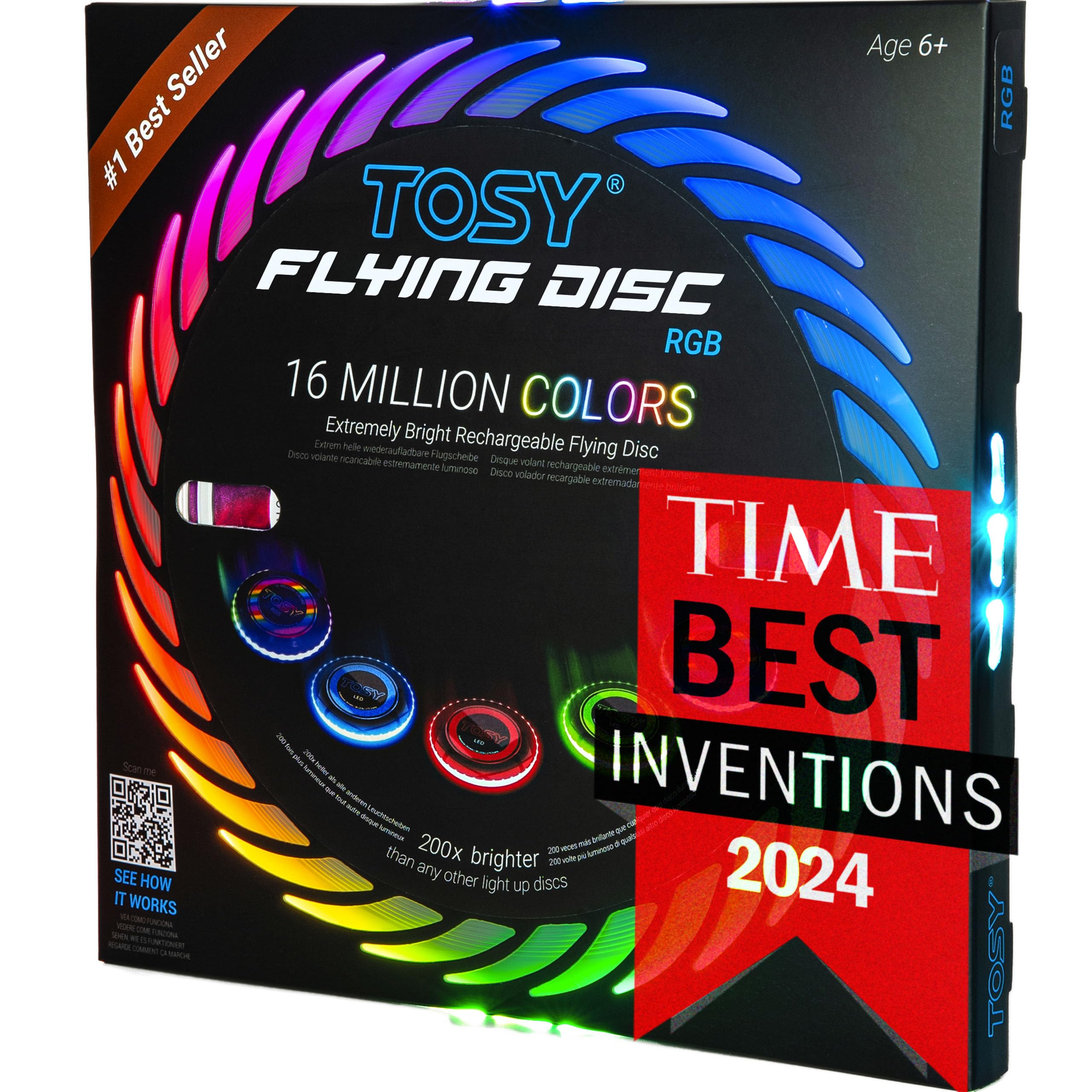 TOSY Flying Disc, 16 Million Colors RGB LEDs, Rechargeable, 175g — funny and quirky gift