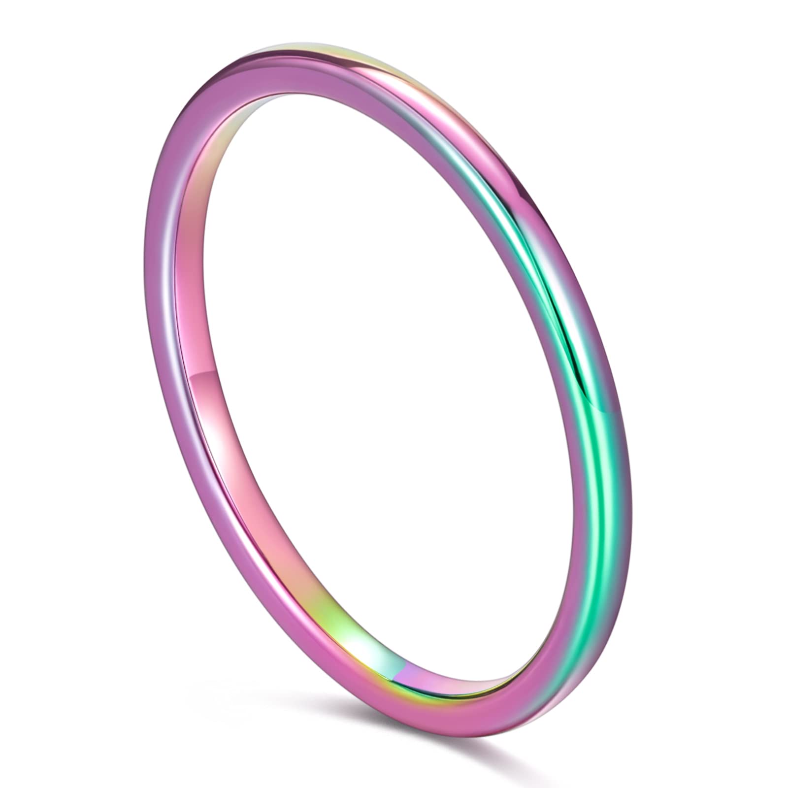 TRUMIUM 2mm Rainbow Tungsten Ring — gift idea